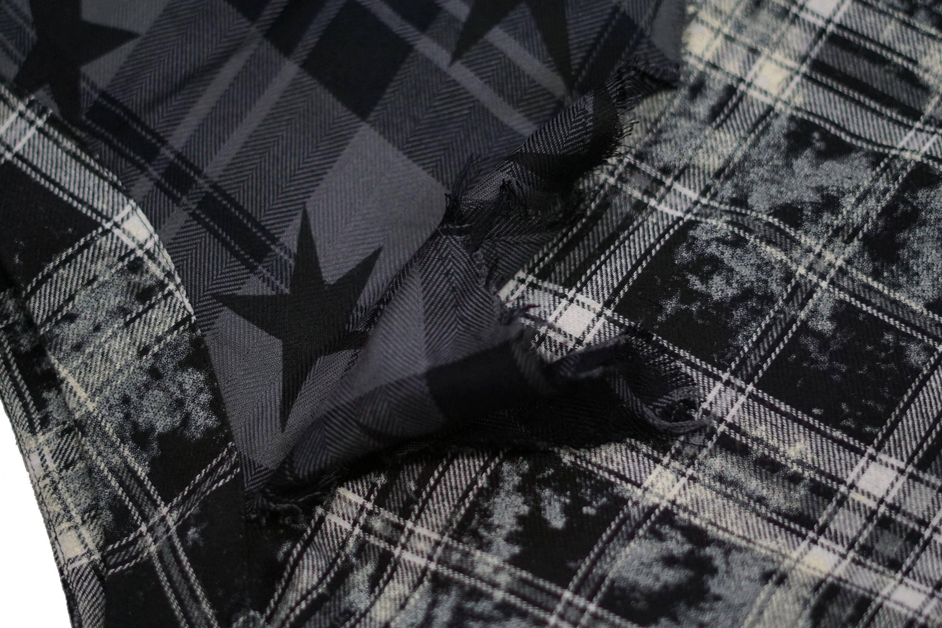 CESTNOUS Asymmetrical Star Plaid Raw Edge Skirt