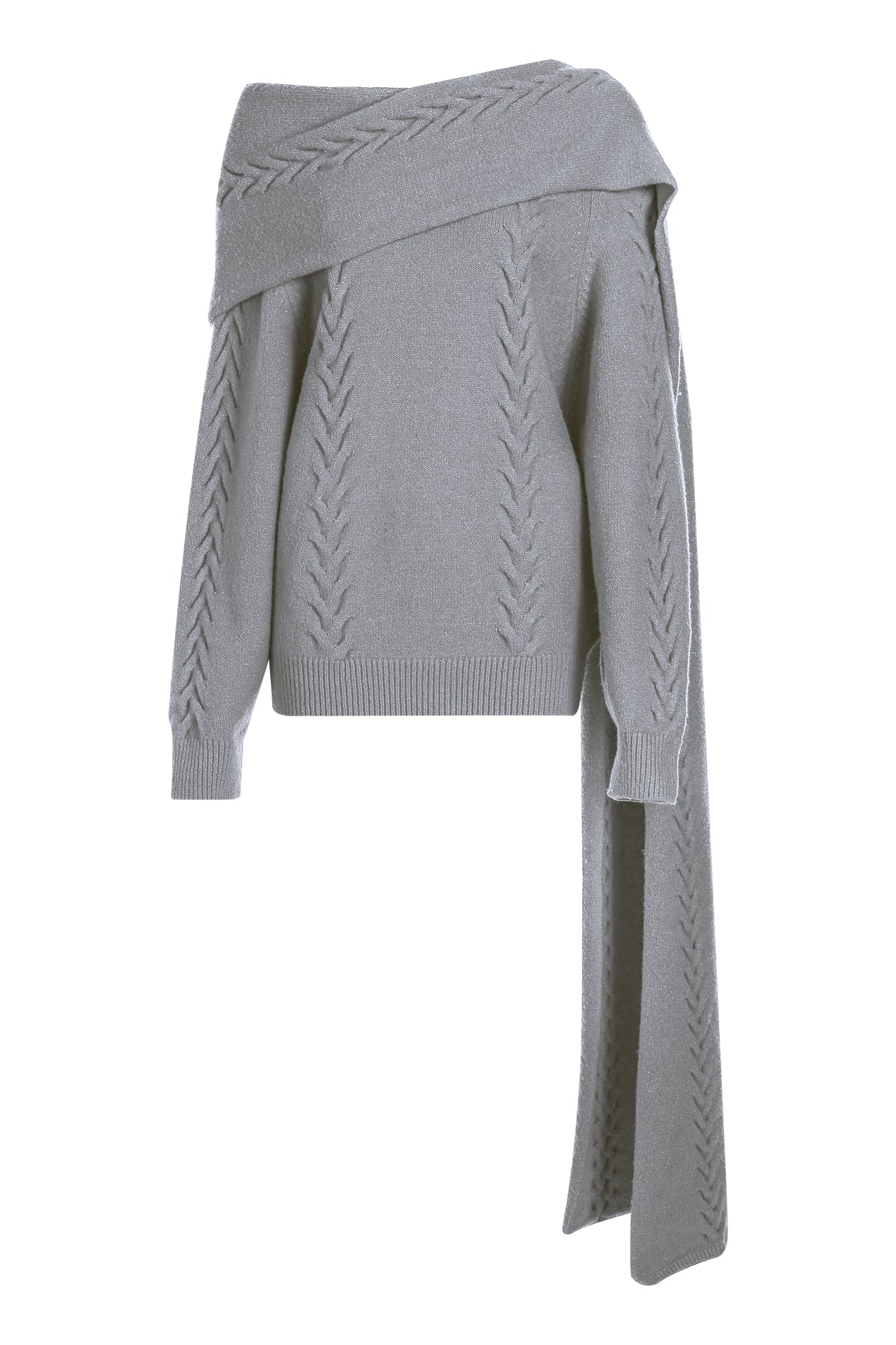 NEVER OFFEND L ANGEL Oversized Draped-Scarf Cable-Knit Sweater