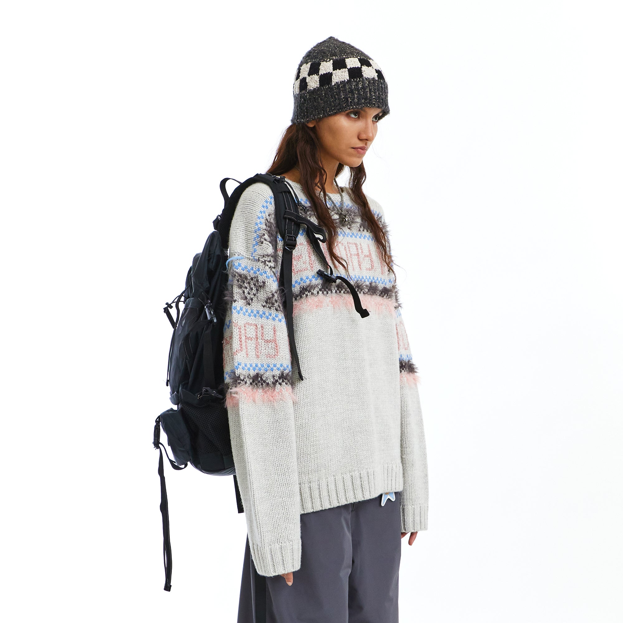 NEVERSEEZ Retro Eyelash-Stripe Sweater