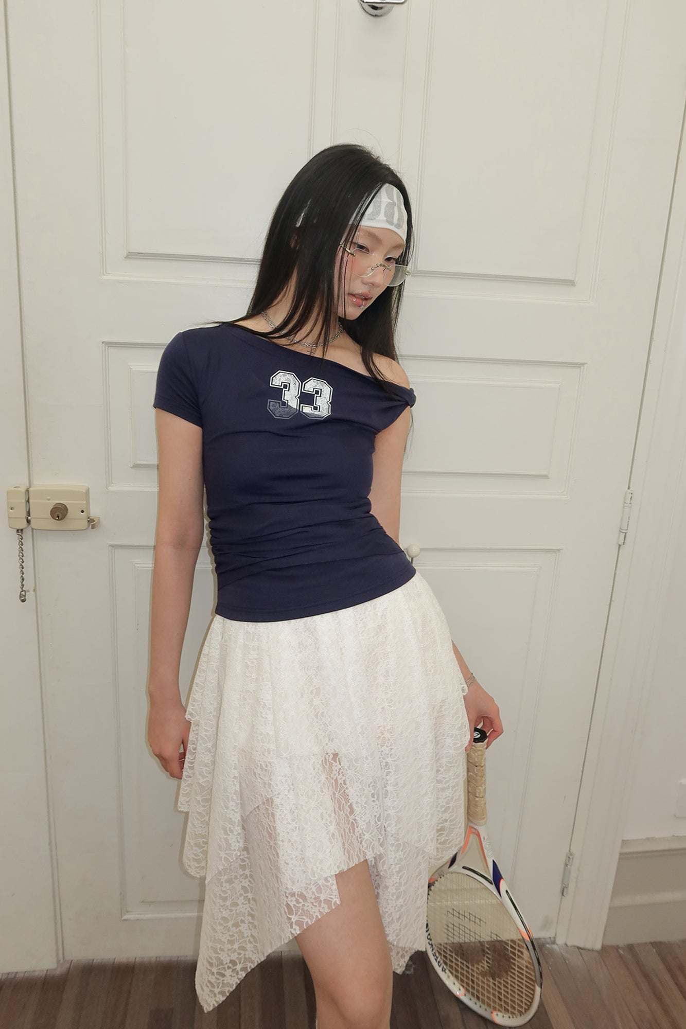 RIDK Floral Lace Handkerchief Skirt