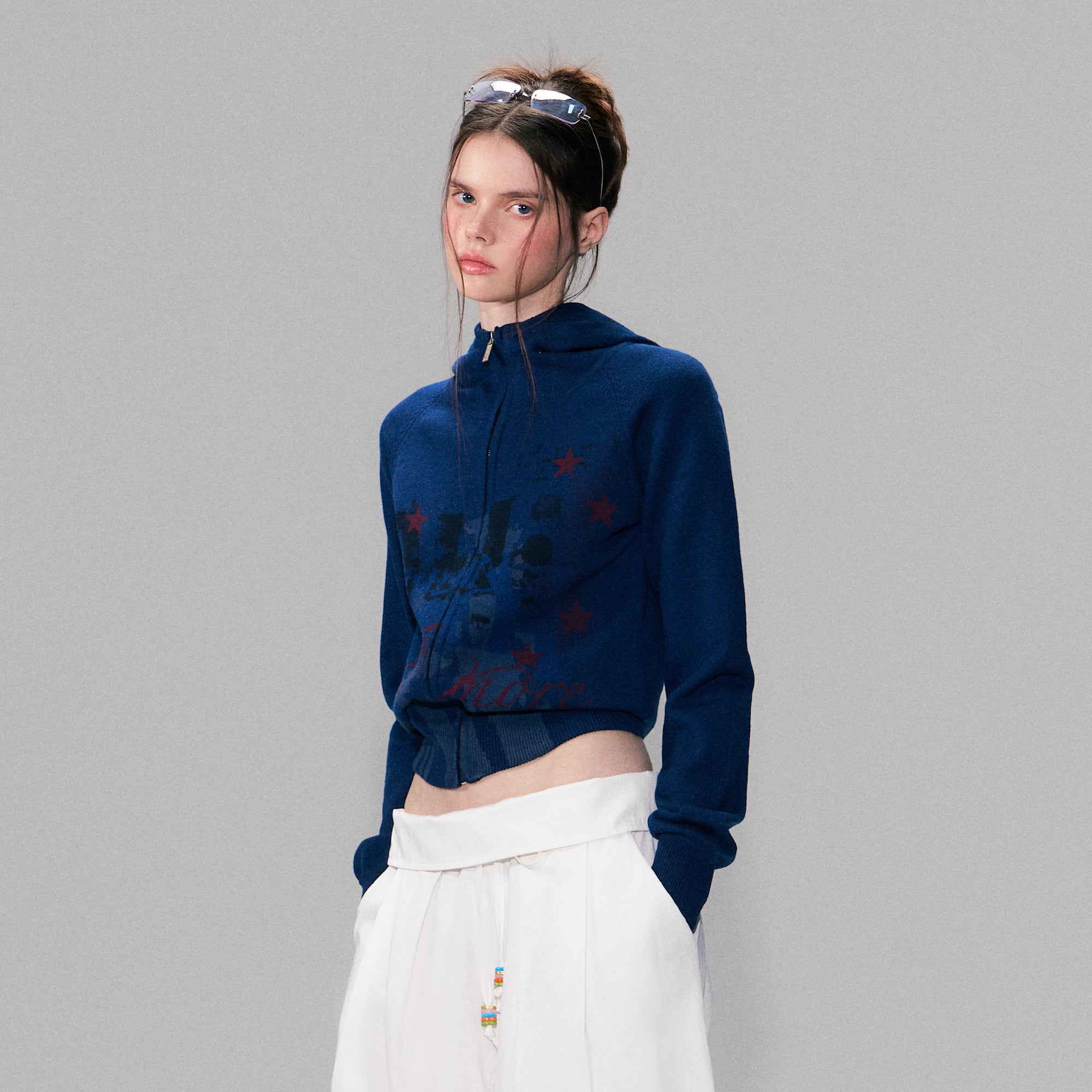 THE NEVERMORE Graphic Knit Zip-Up Hoodie