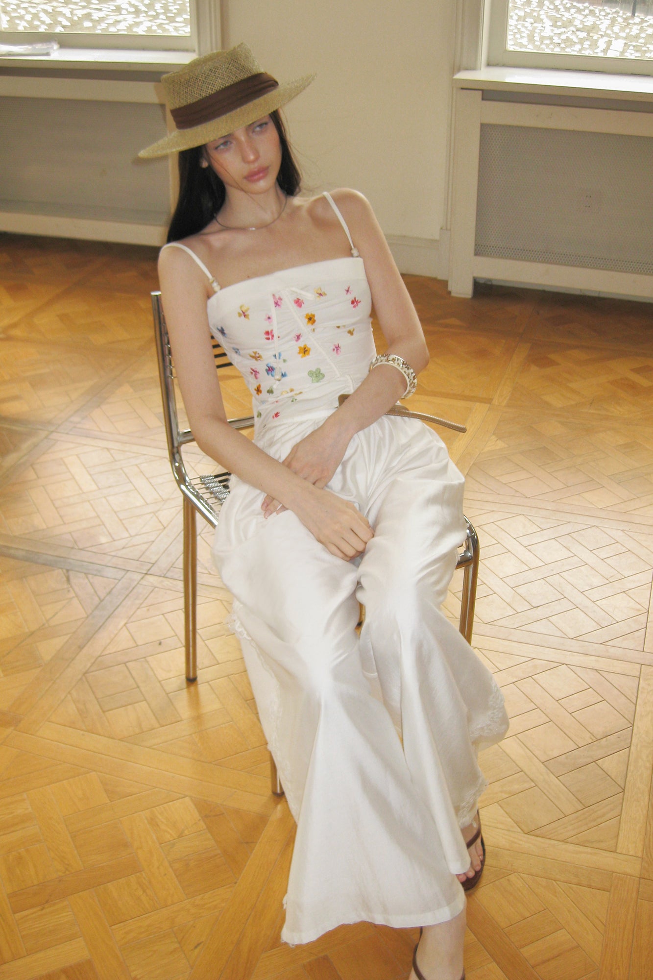 THE NEVERMORE Side Lace Trim Wide-Leg Pants