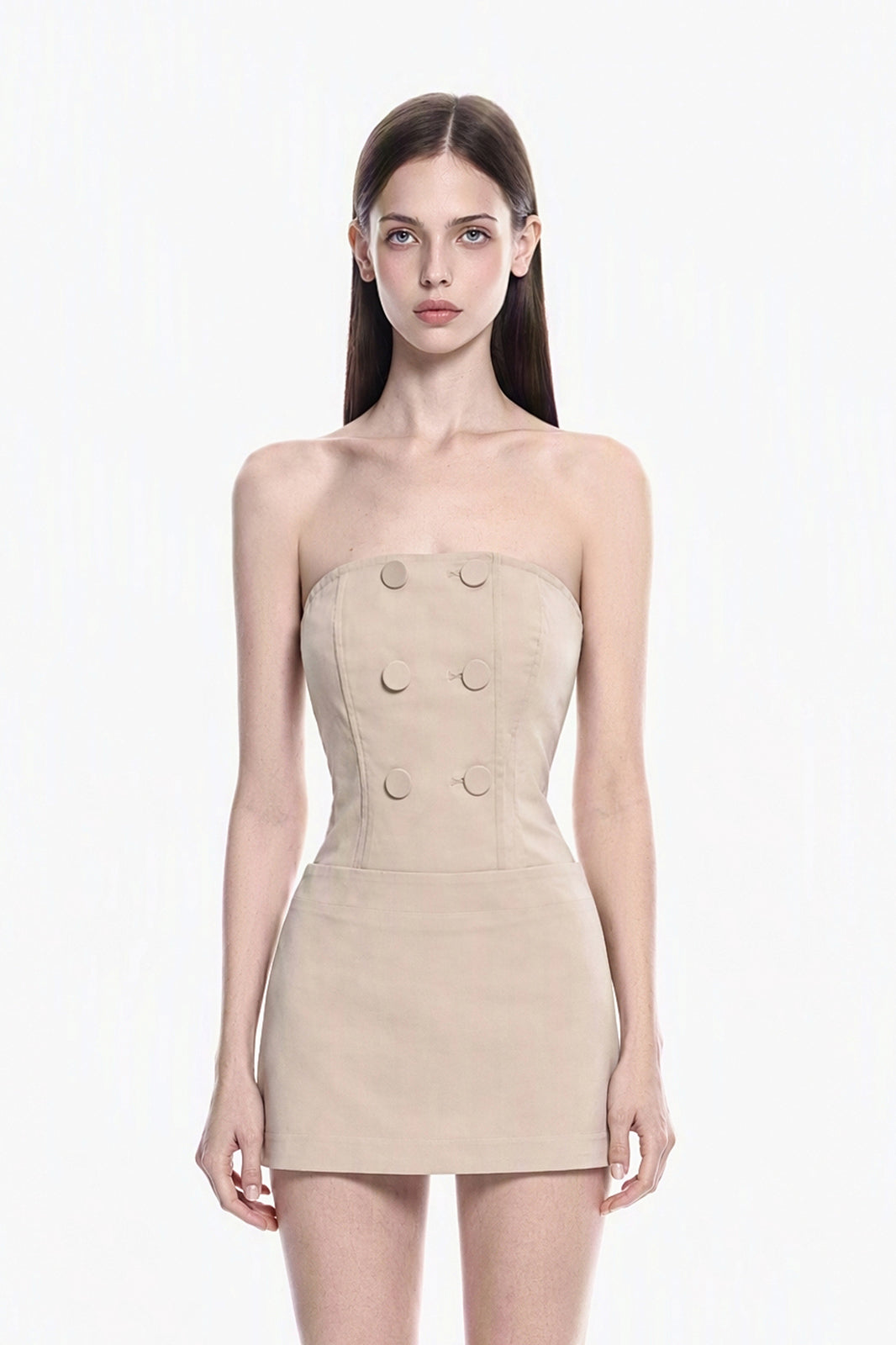 MILLIONLOTUS Military Cropped Cape Jacket & Bandeau Top & Mini Skirt Set
