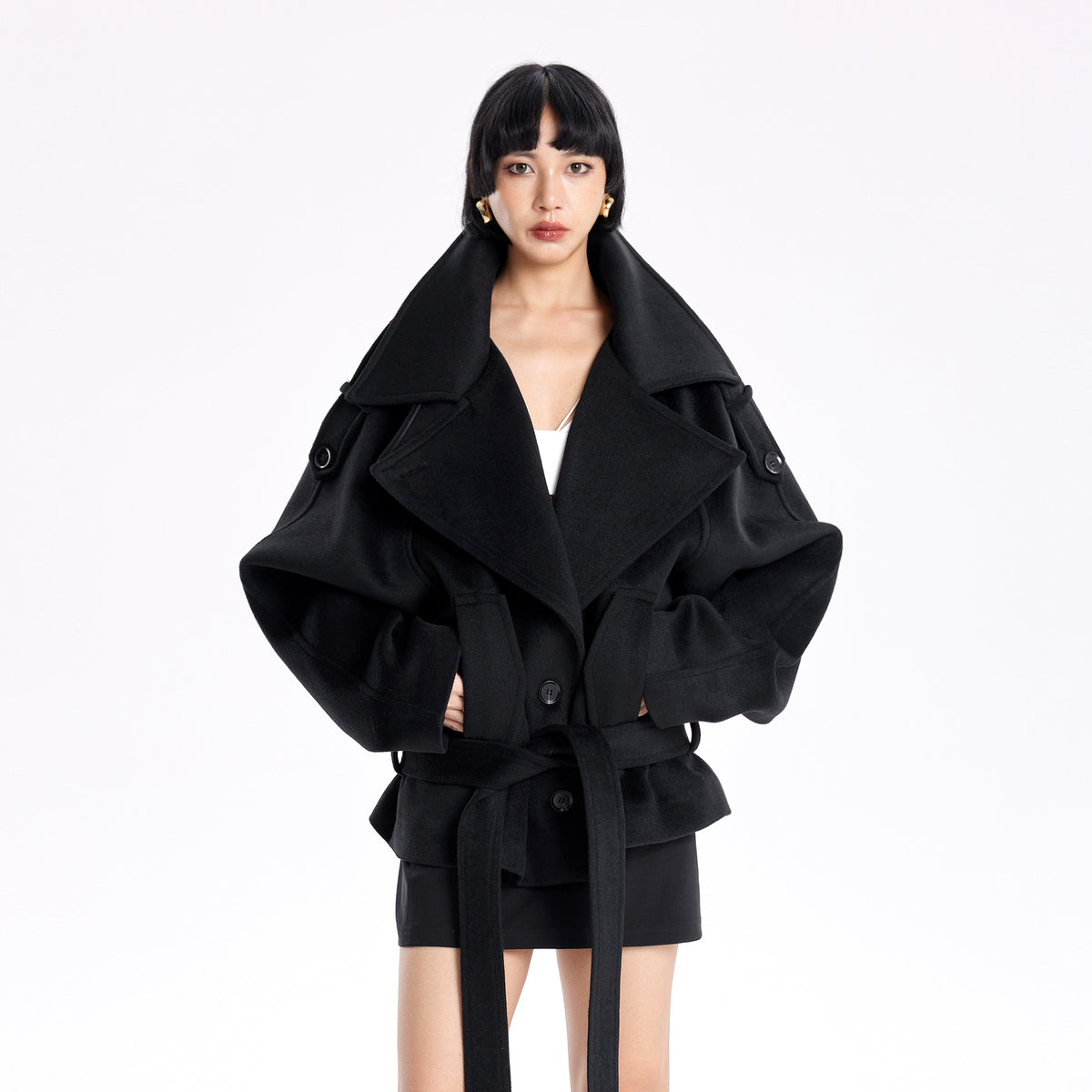 TINY IN STUDIO Oversized Drop-Shoulder Wool-Blend Coat