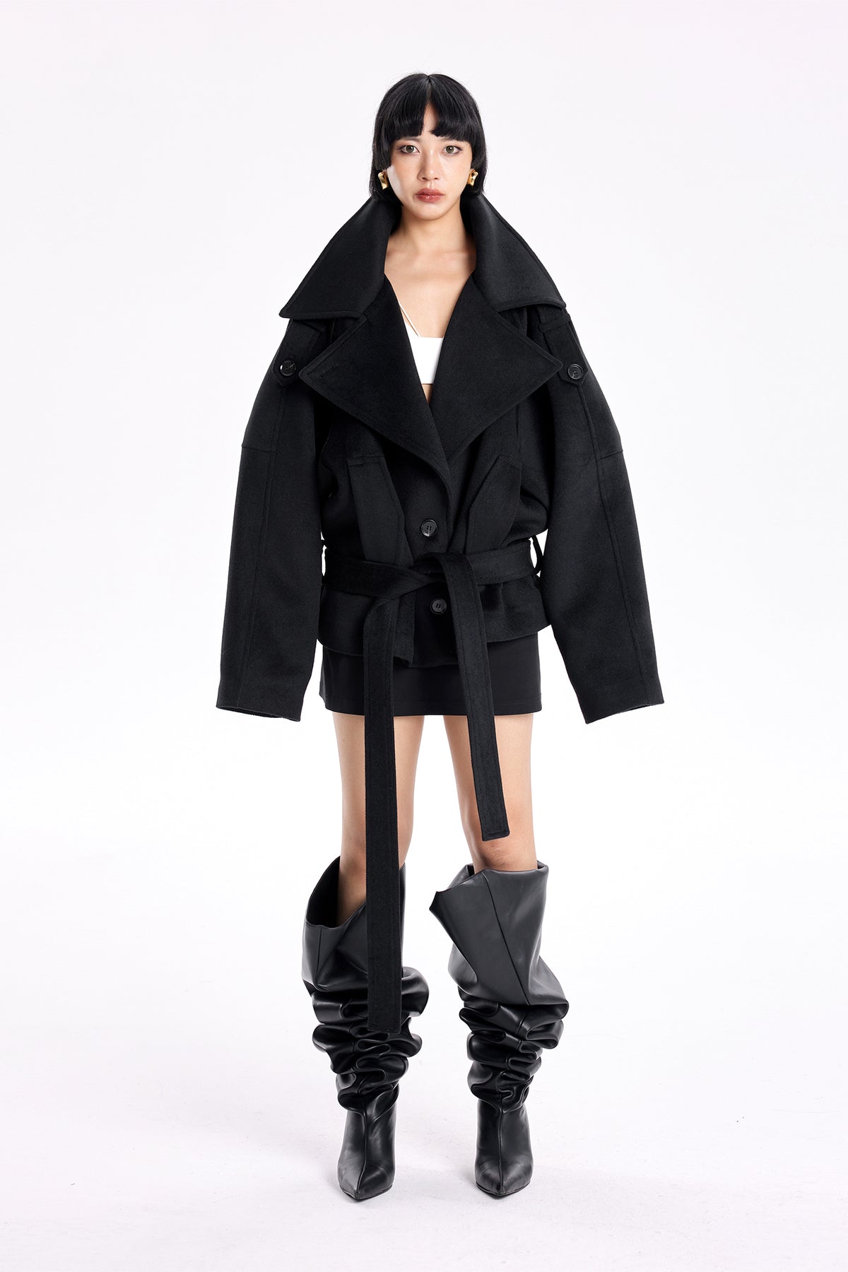 TINY IN STUDIO Oversized Drop-Shoulder Wool-Blend Coat