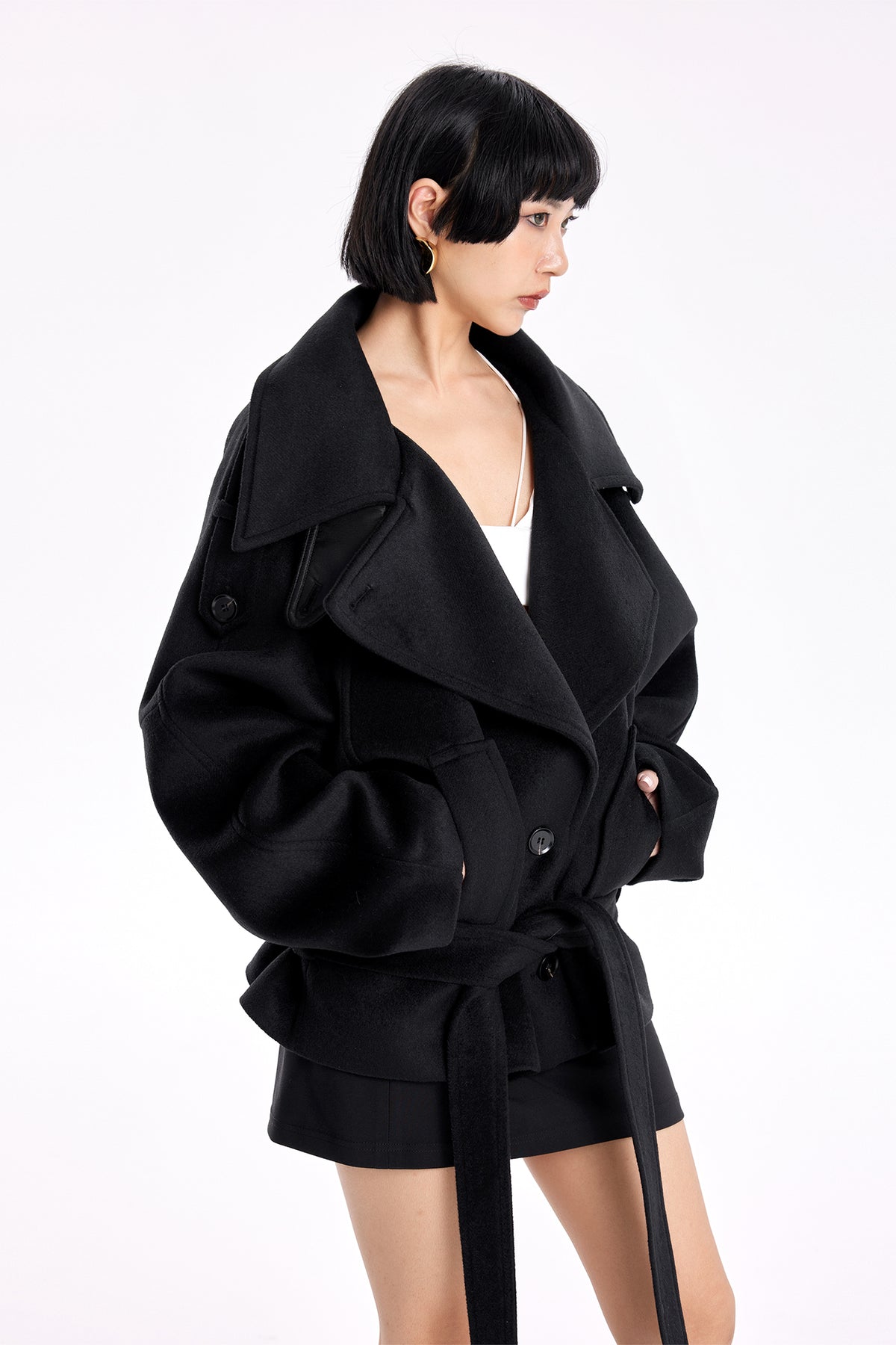 TINY IN STUDIO Oversized Drop-Shoulder Wool-Blend Coat