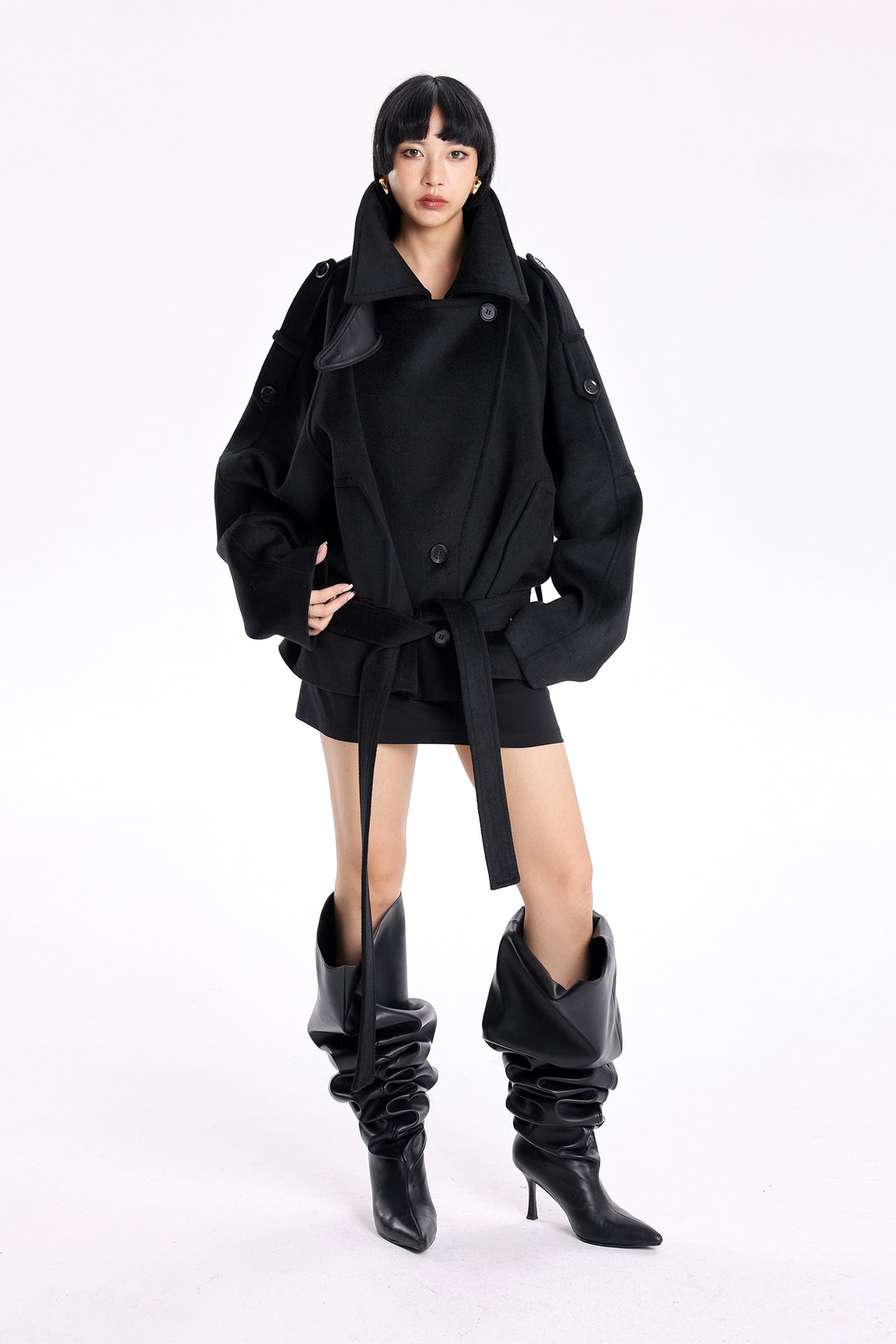 TINY IN STUDIO Oversized Drop-Shoulder Wool-Blend Coat