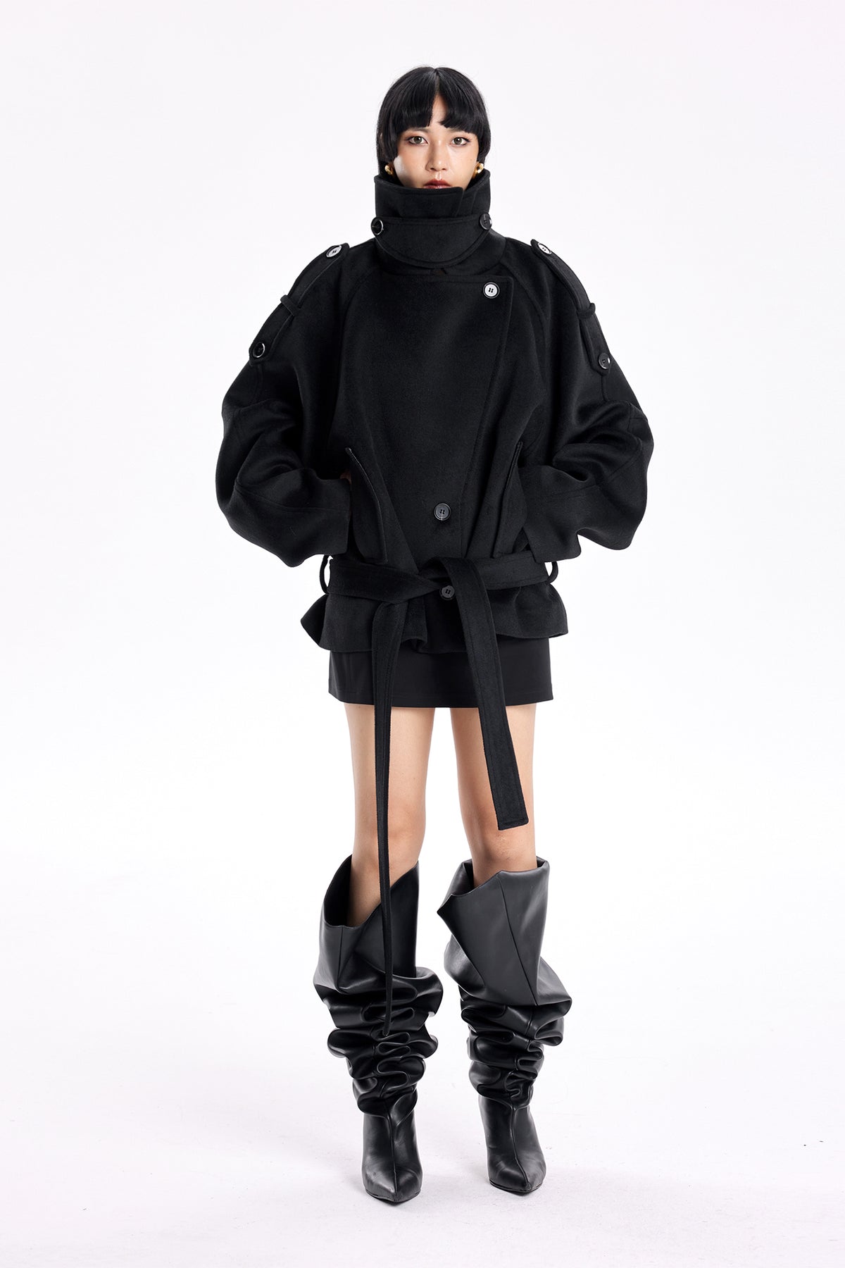 TINY IN STUDIO Oversized Drop-Shoulder Wool-Blend Coat