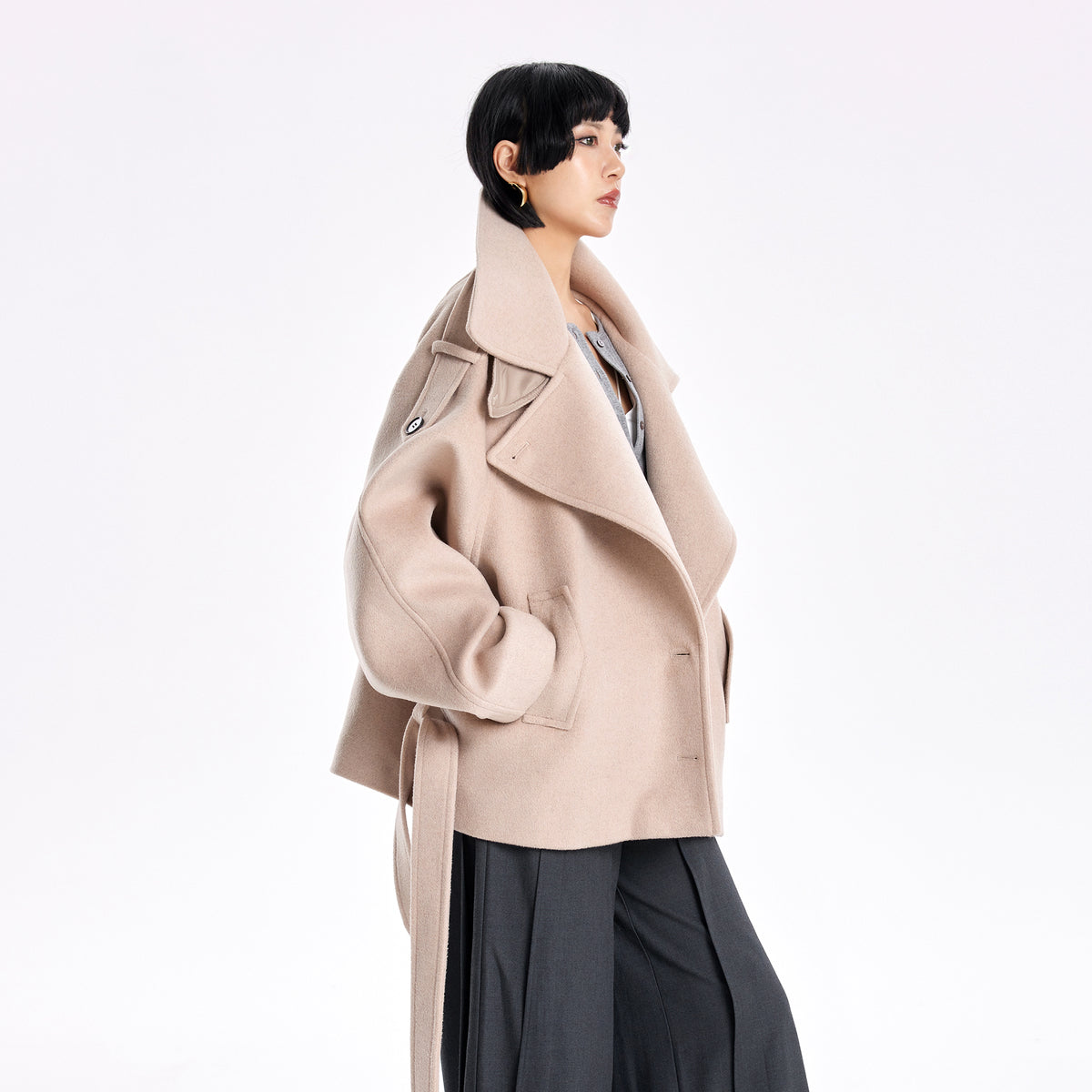 TINY IN STUDIO Oversized Drop-Shoulder Wool-Blend Coat