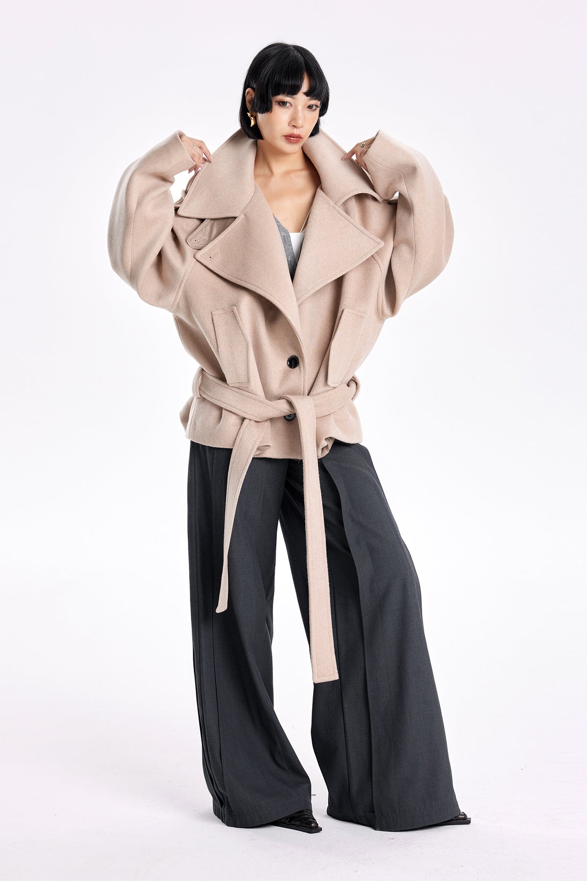 TINY IN STUDIO Oversized Drop-Shoulder Wool-Blend Coat