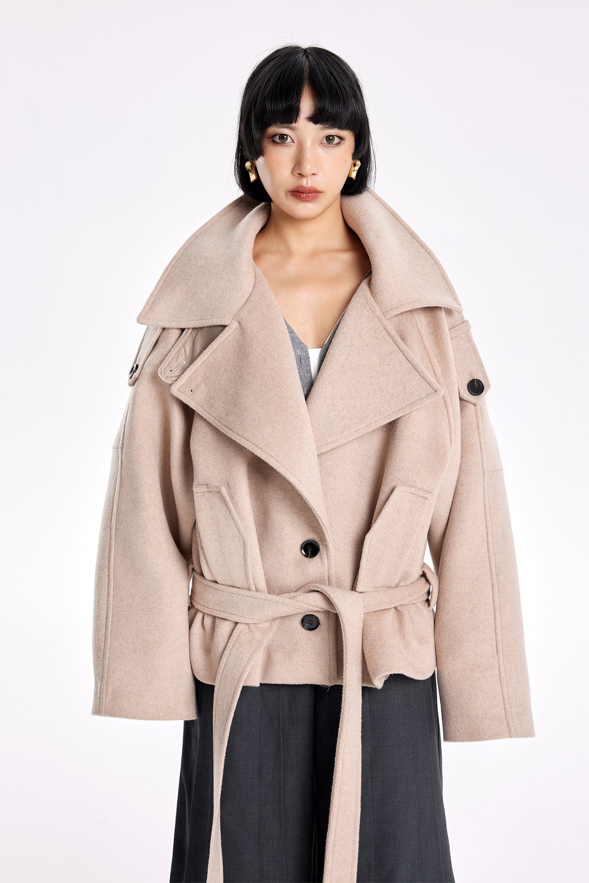 TINY IN STUDIO Oversized Drop-Shoulder Wool-Blend Coat