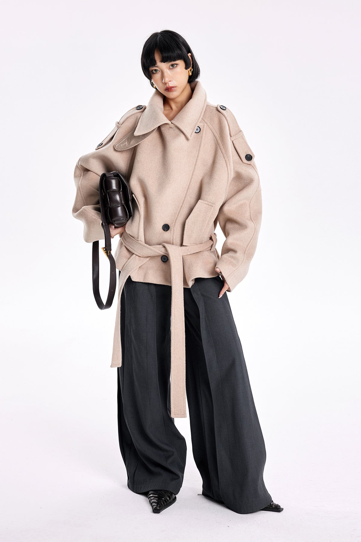 TINY IN STUDIO Oversized Drop-Shoulder Wool-Blend Coat