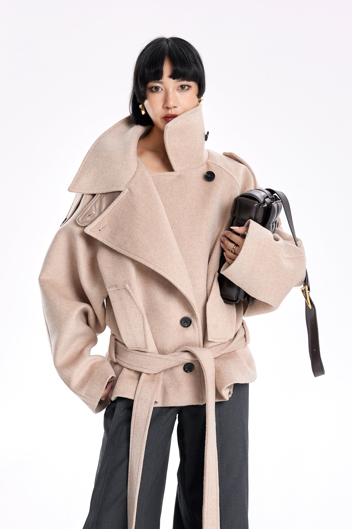 TINY IN STUDIO Oversized Drop-Shoulder Wool-Blend Coat
