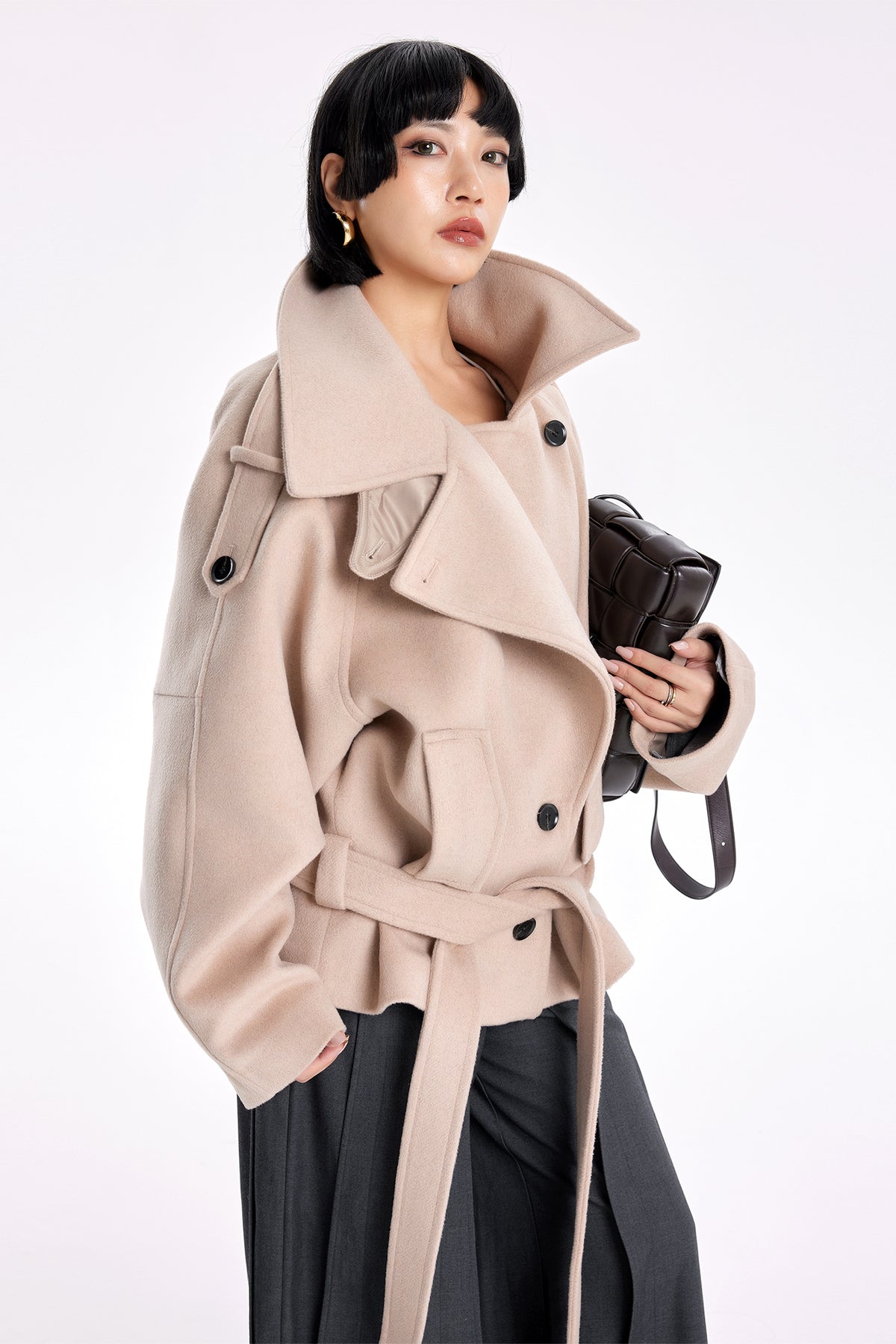 TINY IN STUDIO Oversized Drop-Shoulder Wool-Blend Coat