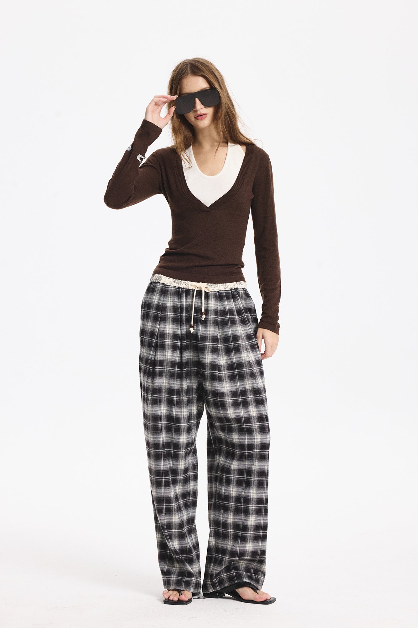 LEONSENSE Layered Cut-Out Tie-Back Top