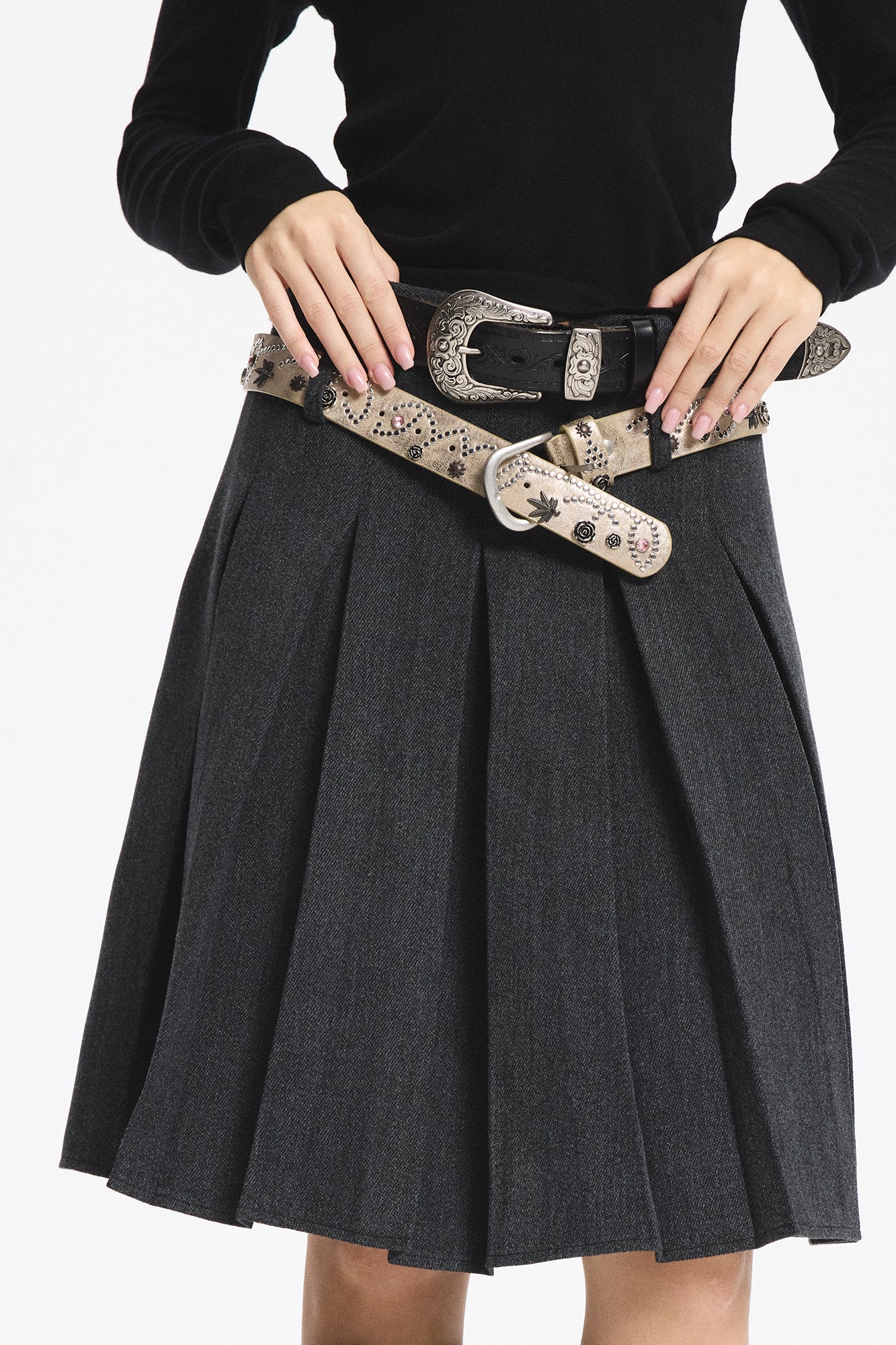 LEONSENSE Essential Pleated Wool-Blend Skirt