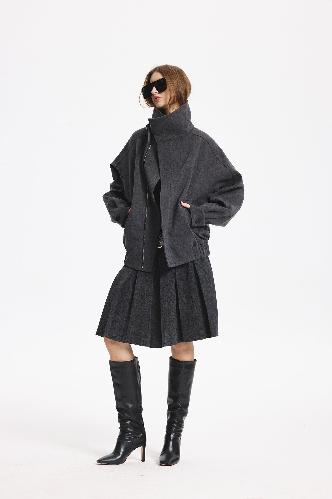 LEONSENSE Essential Pleated Wool-Blend Skirt