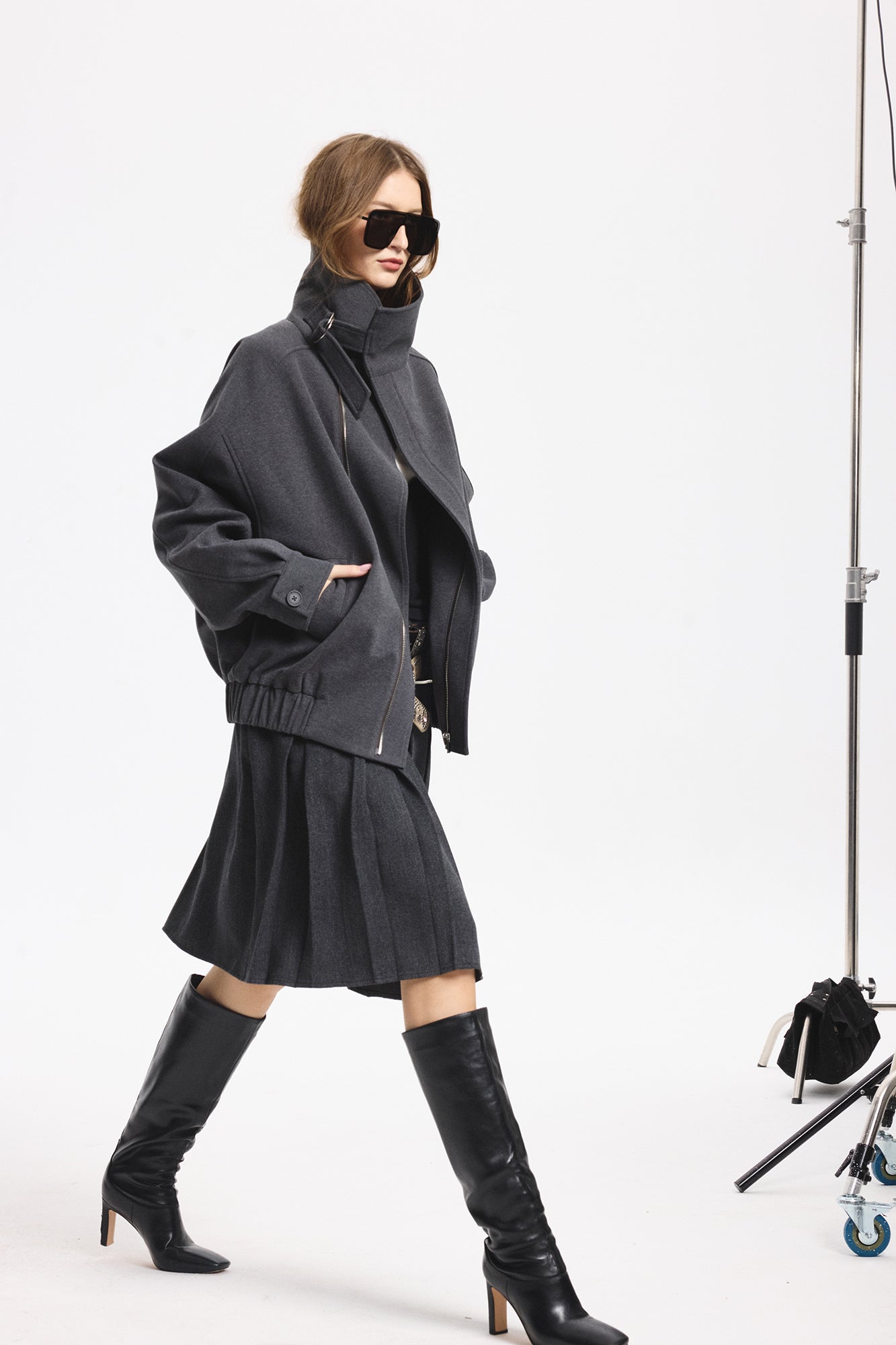 LEONSENSE Essential Pleated Wool-Blend Skirt