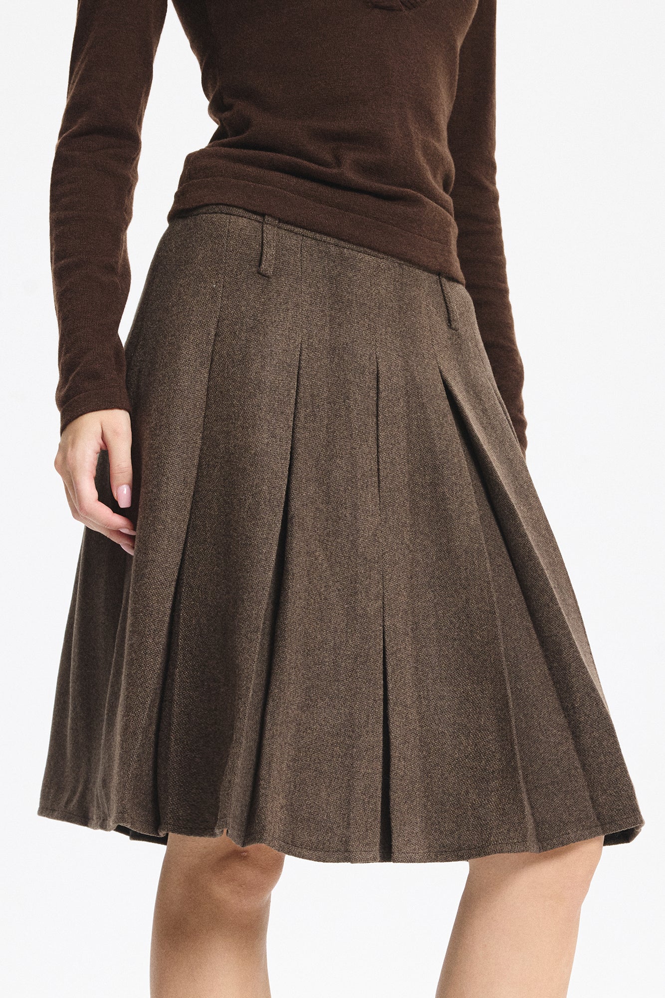 LEONSENSE Essential Pleated Wool-Blend Skirt