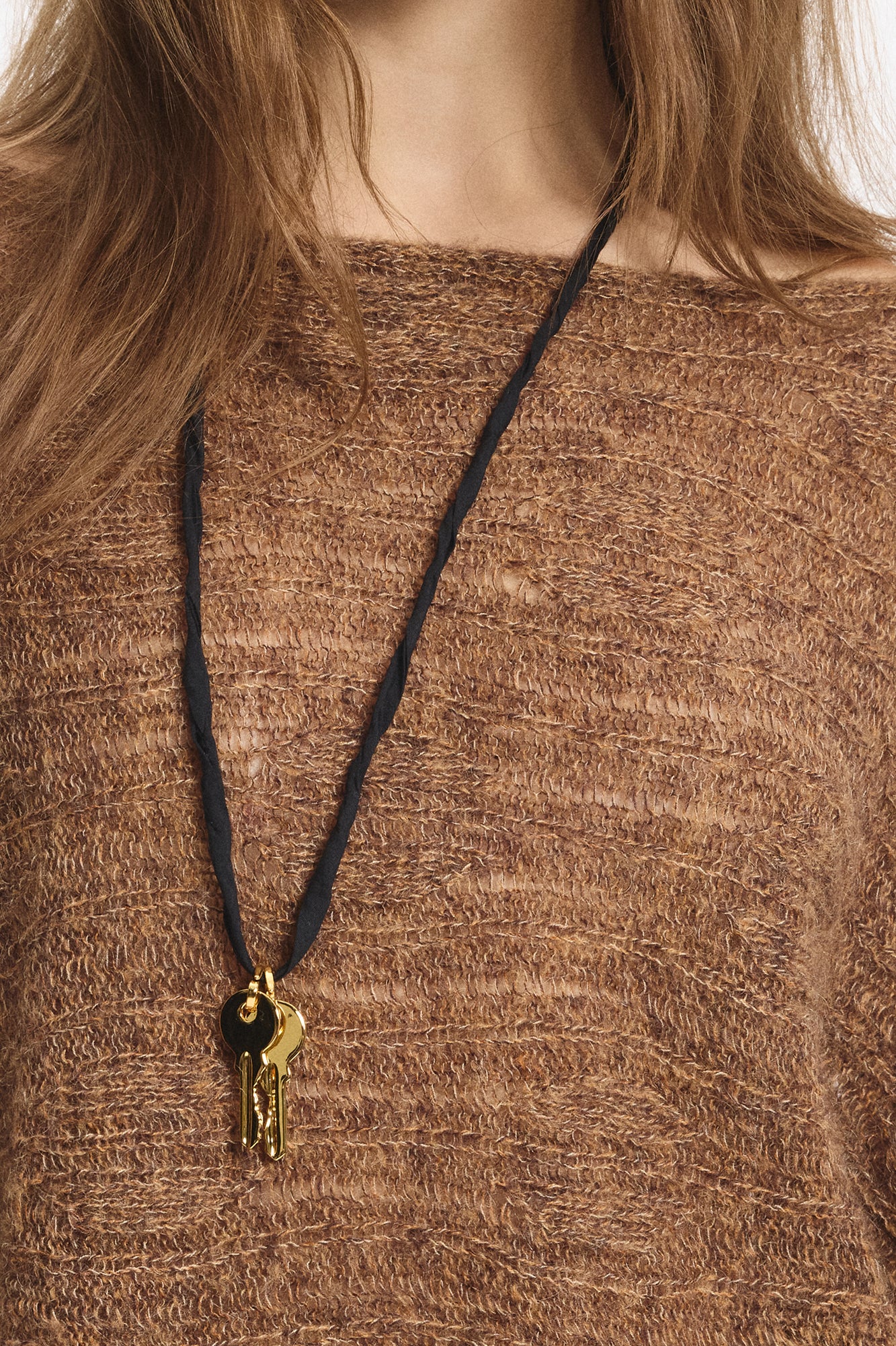 LEONSENSE Sheer One-Shoulder Slouchy Sweater