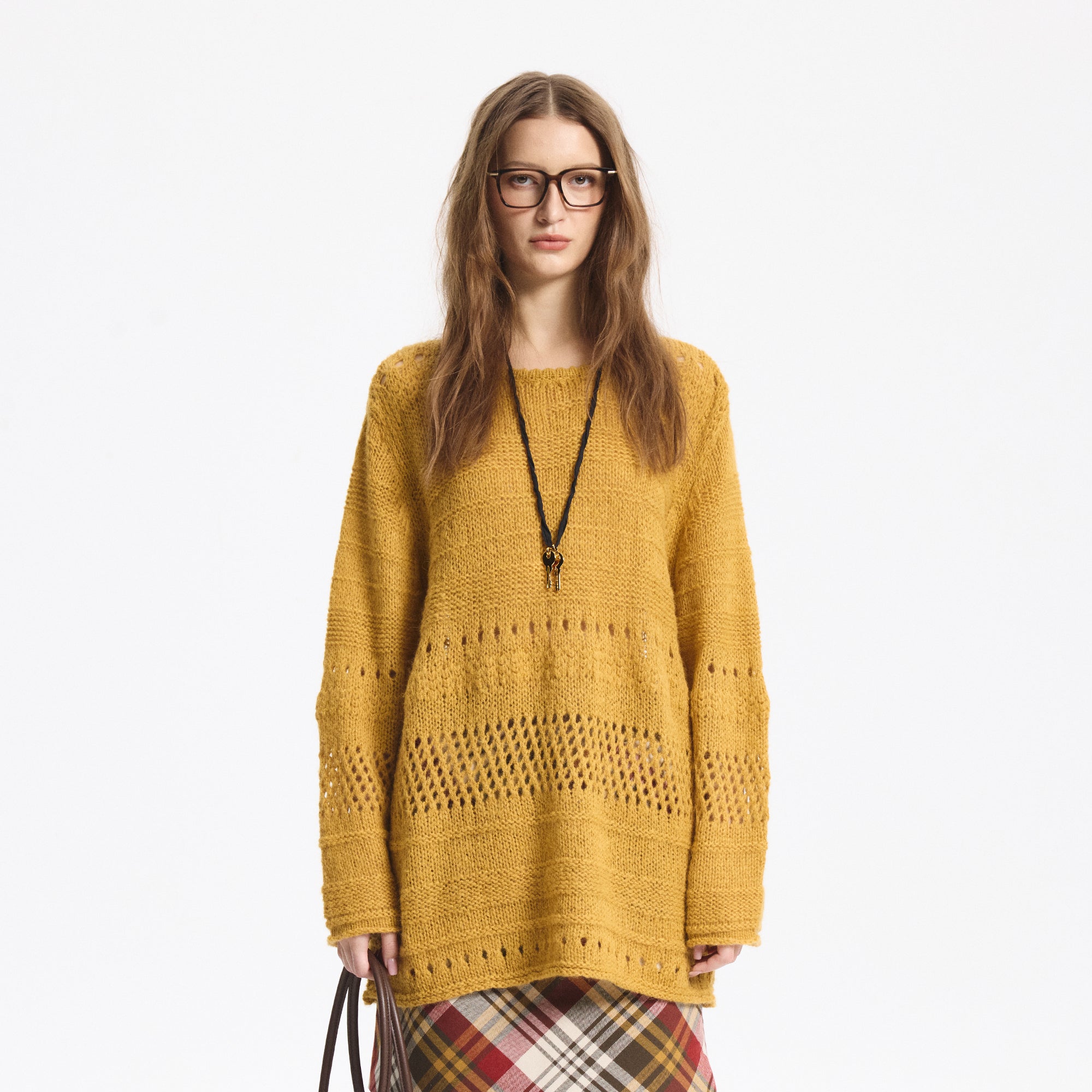 LEONSENSE Mohair-Blend Open-Knit Oversized Sweater