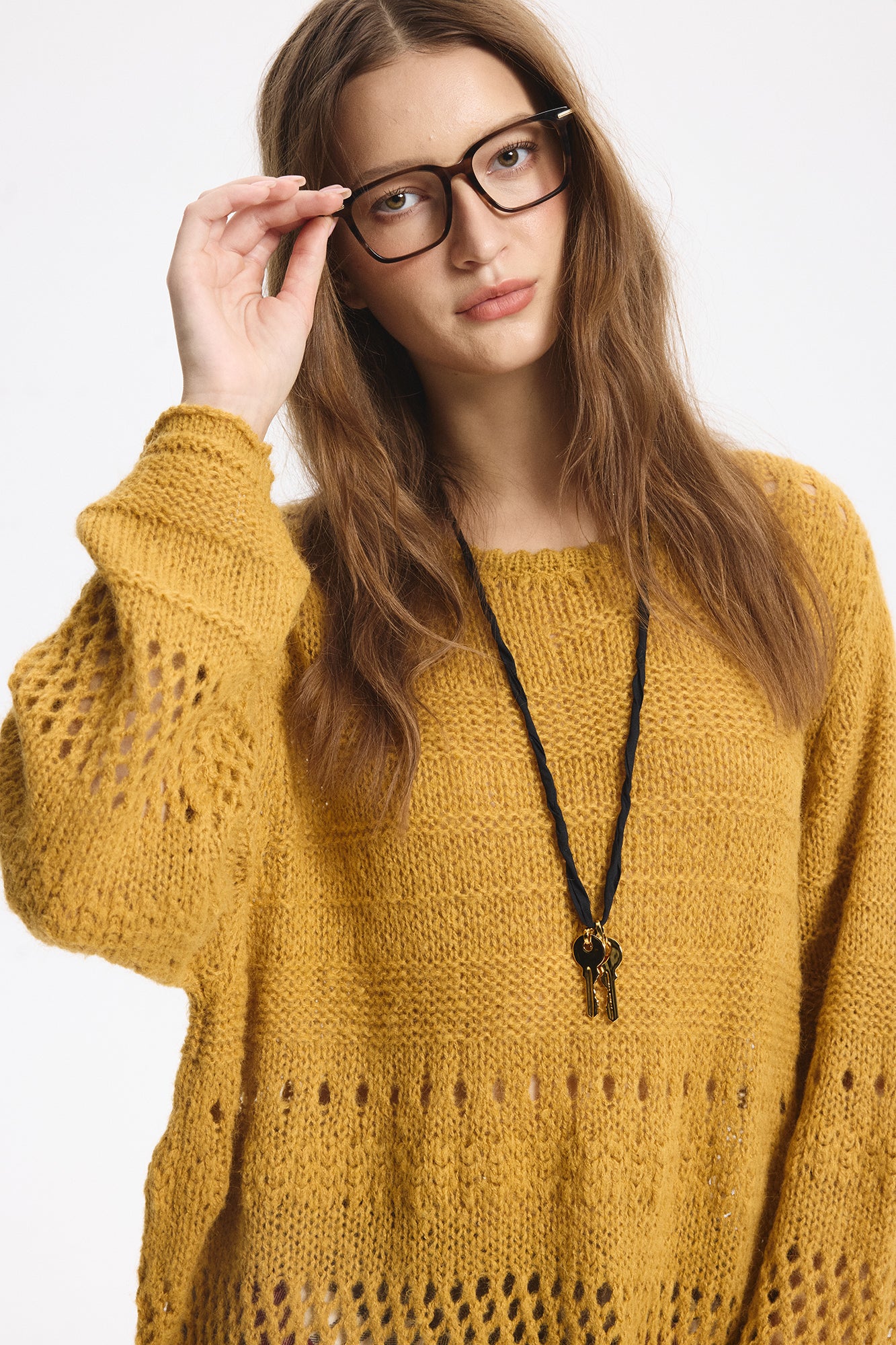 LEONSENSE Mohair-Blend Open-Knit Oversized Sweater