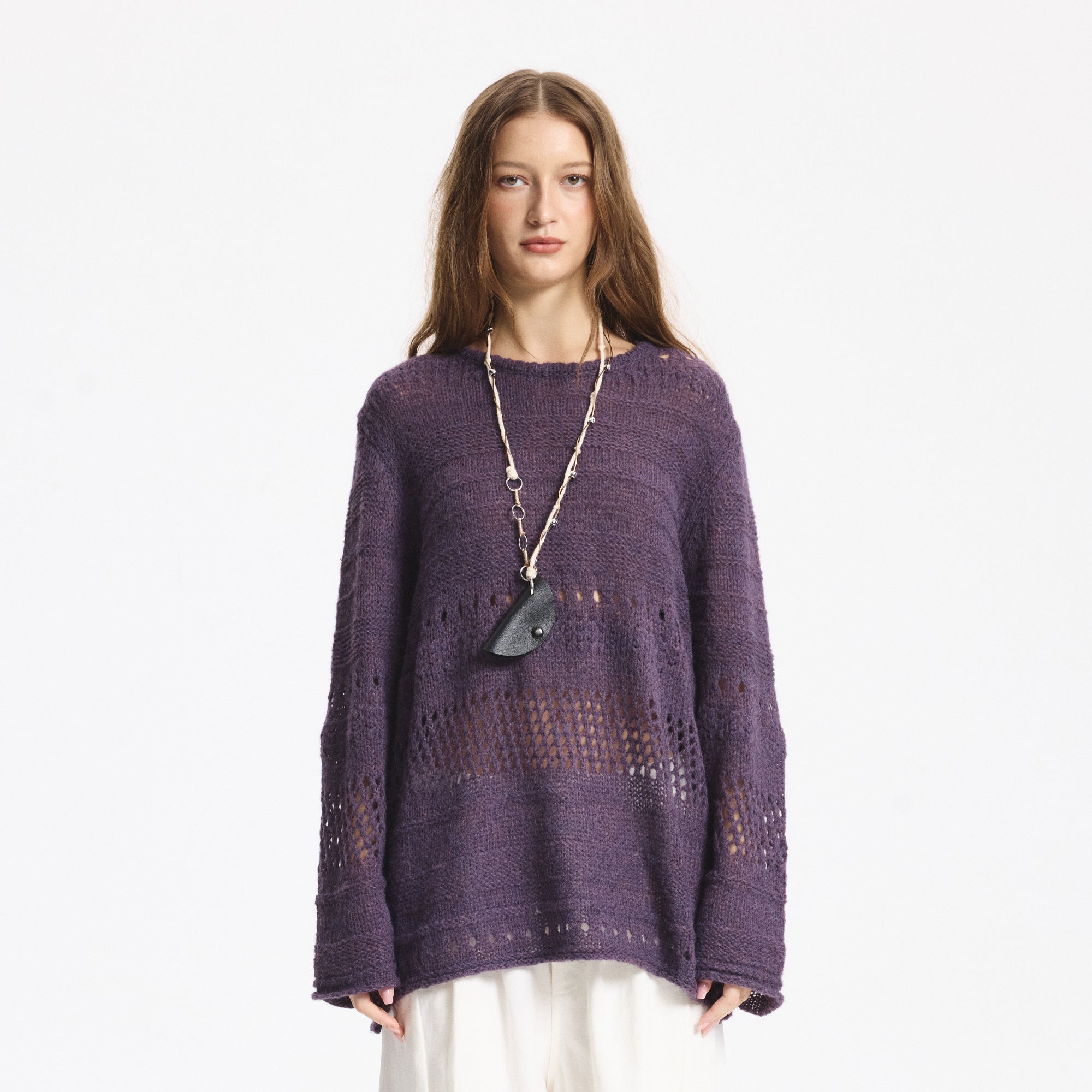 LEONSENSE Mohair-Blend Open-Knit Oversized Sweater