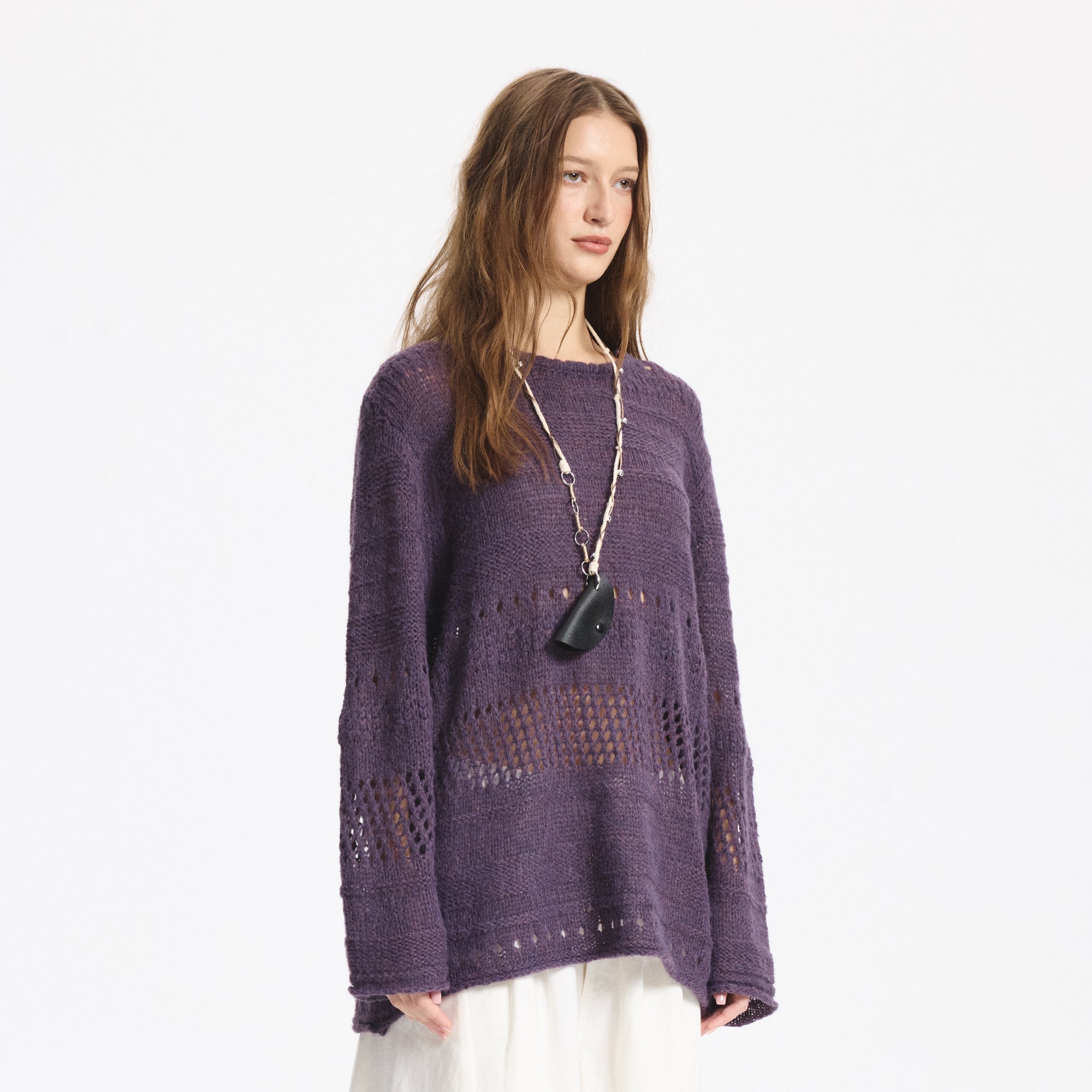 LEONSENSE Mohair-Blend Open-Knit Oversized Sweater