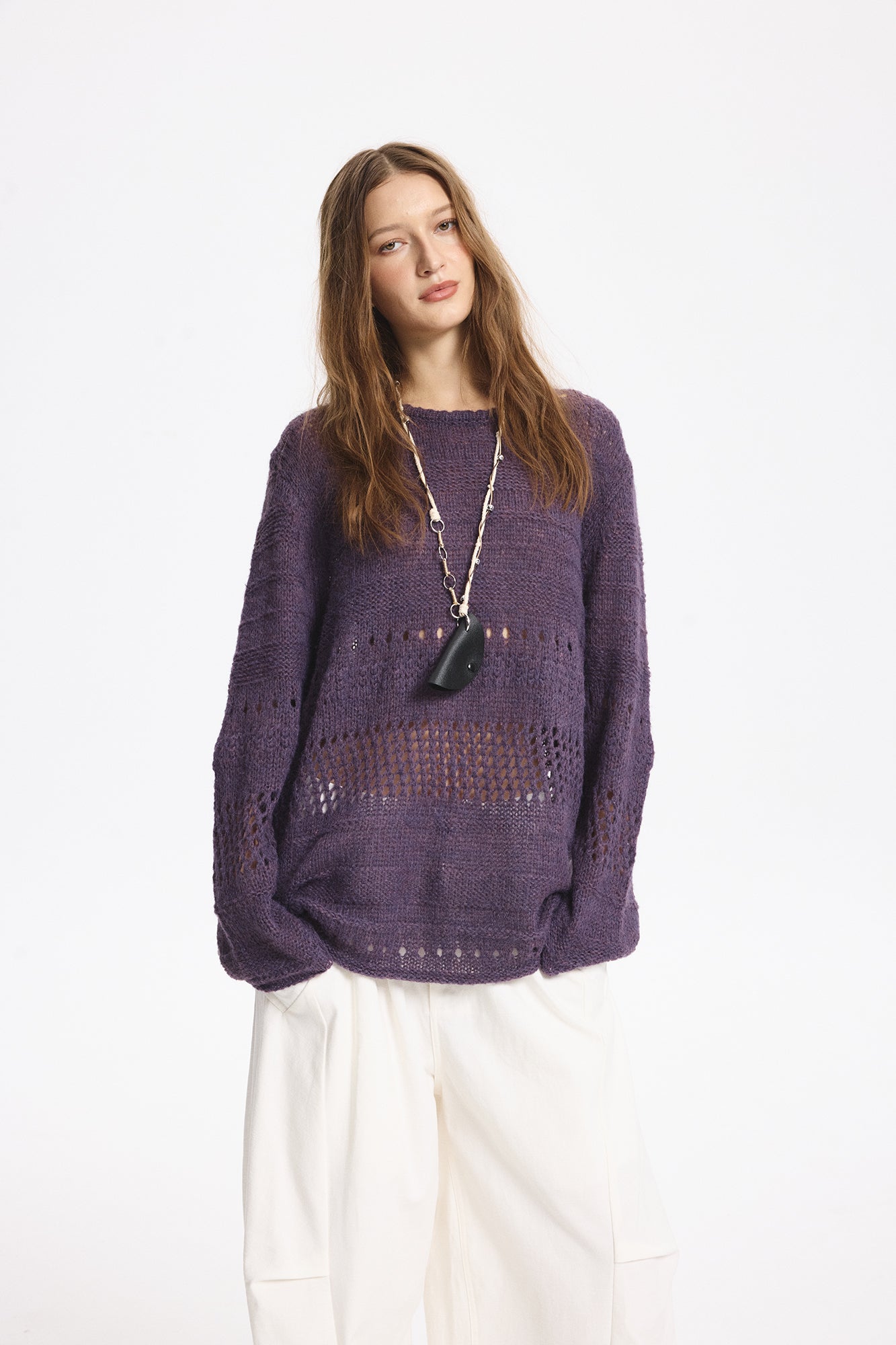 LEONSENSE Mohair-Blend Open-Knit Oversized Sweater