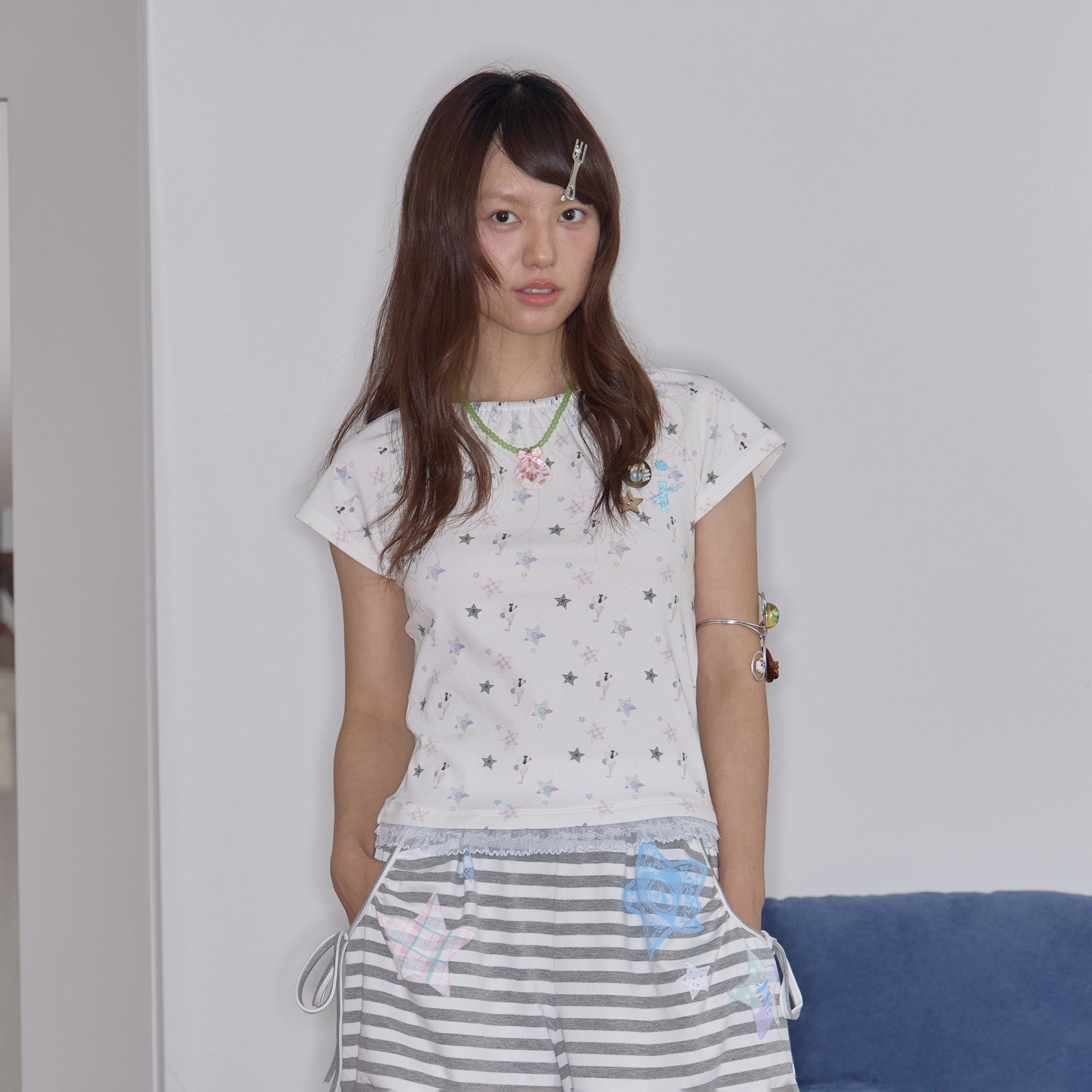 HAVE A MEAL × Congming Star Lace-Trim Tee
