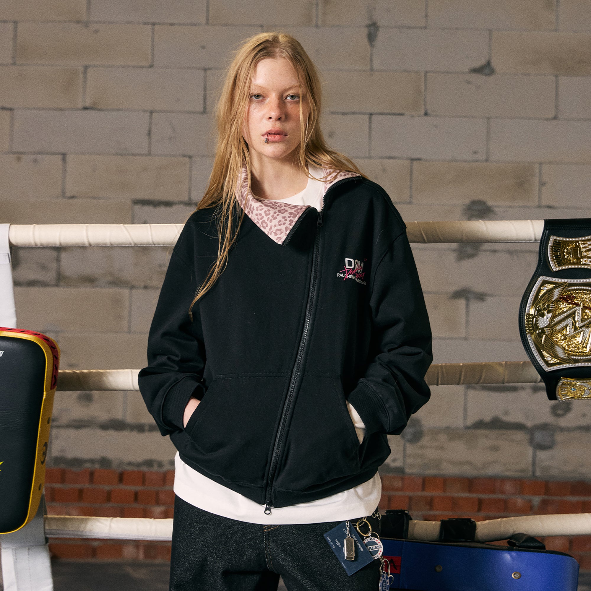 DONSMOKE Retro Contrast-Trim Bomber Jacket