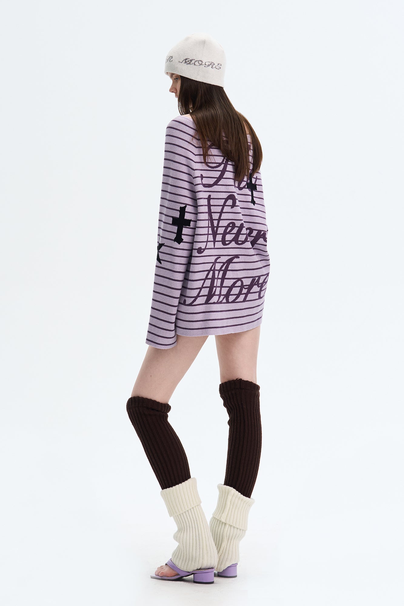 THE NEVERMORE Reversible Striped Cross-Star Knit Pullover