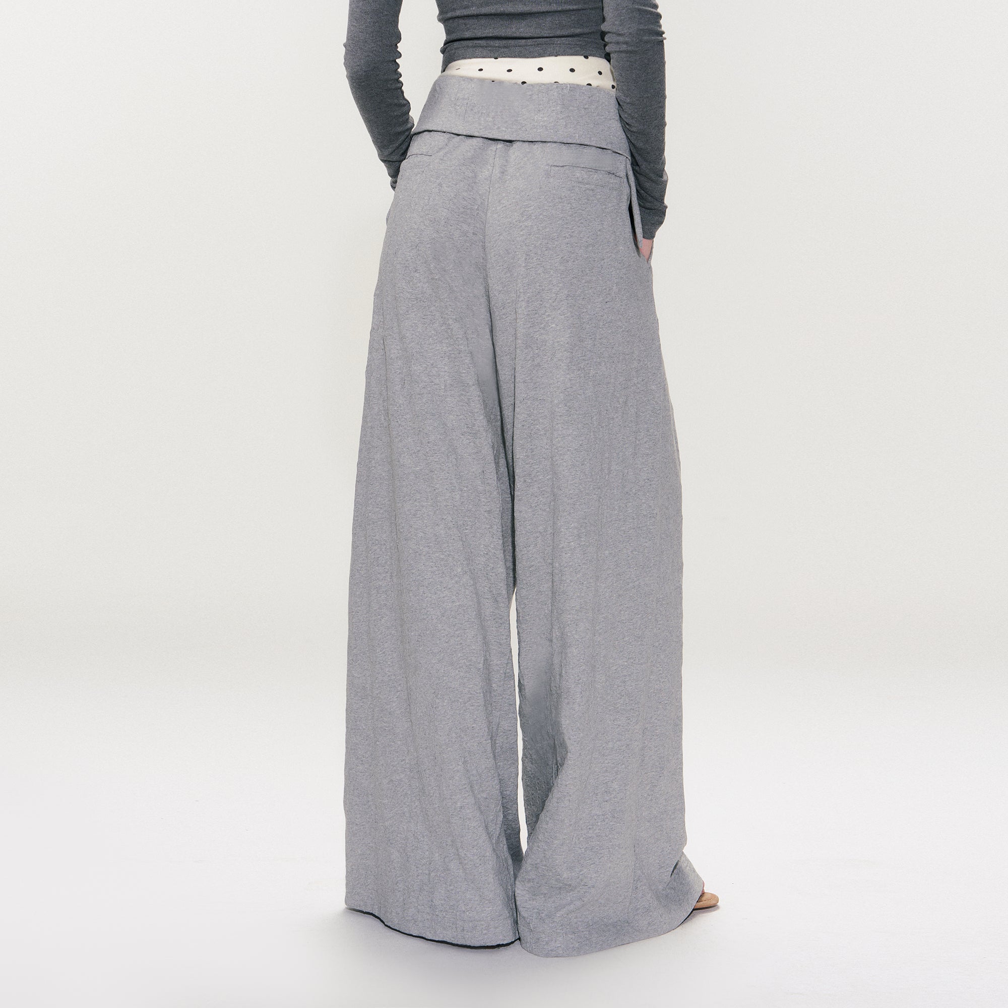 THE NEVERMORE Folded Waist Pleated Wide-Leg Pants