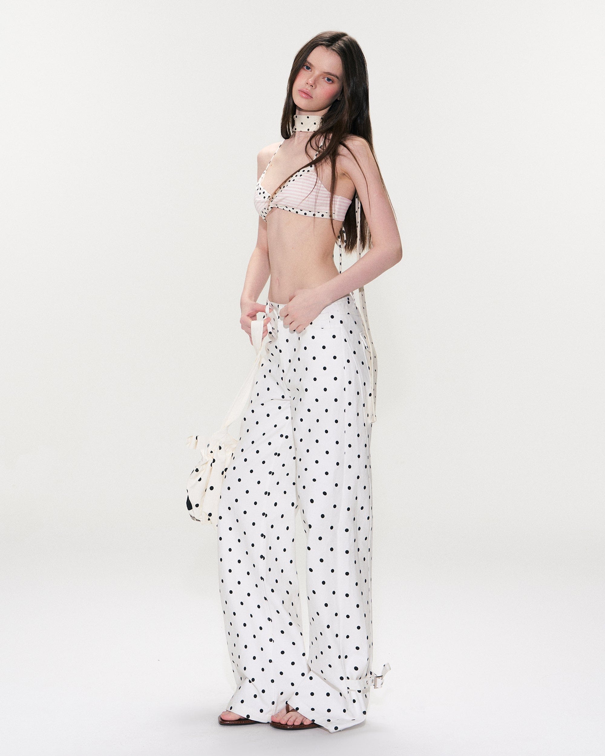 THE NEVERMORE Retro Polka-Dot Straight-Leg Jeans