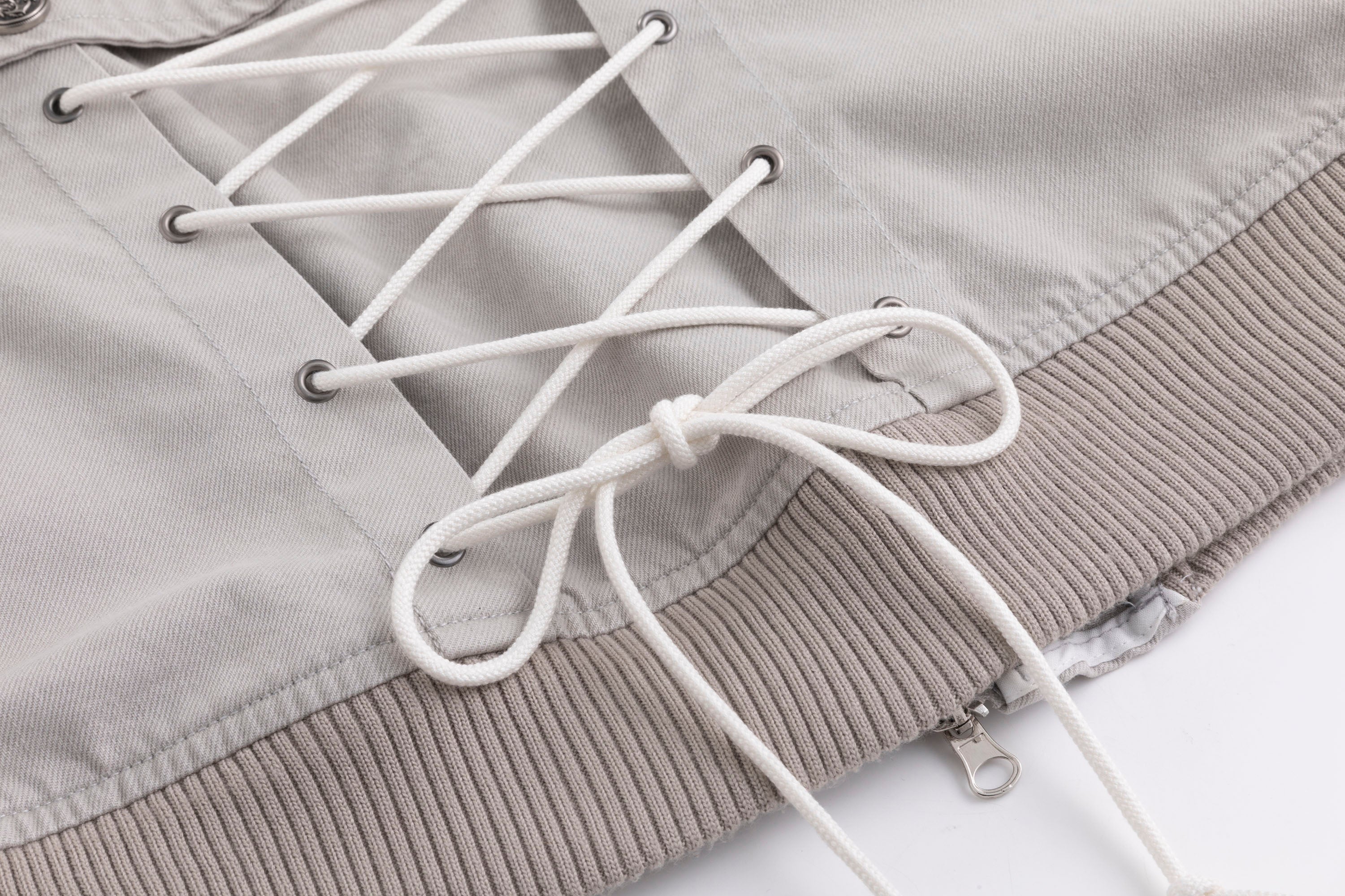 CESTNOUS Detachable Buckle-Strap Lace-Up Back Jacket