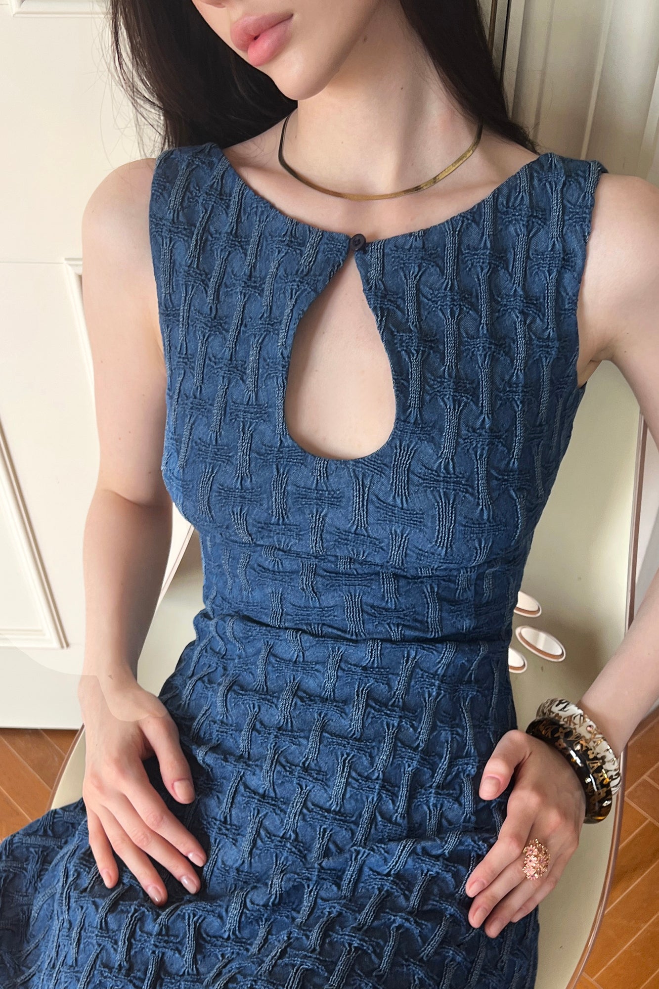 THE NEVERMORE Keyhole Puckered Mini Dress