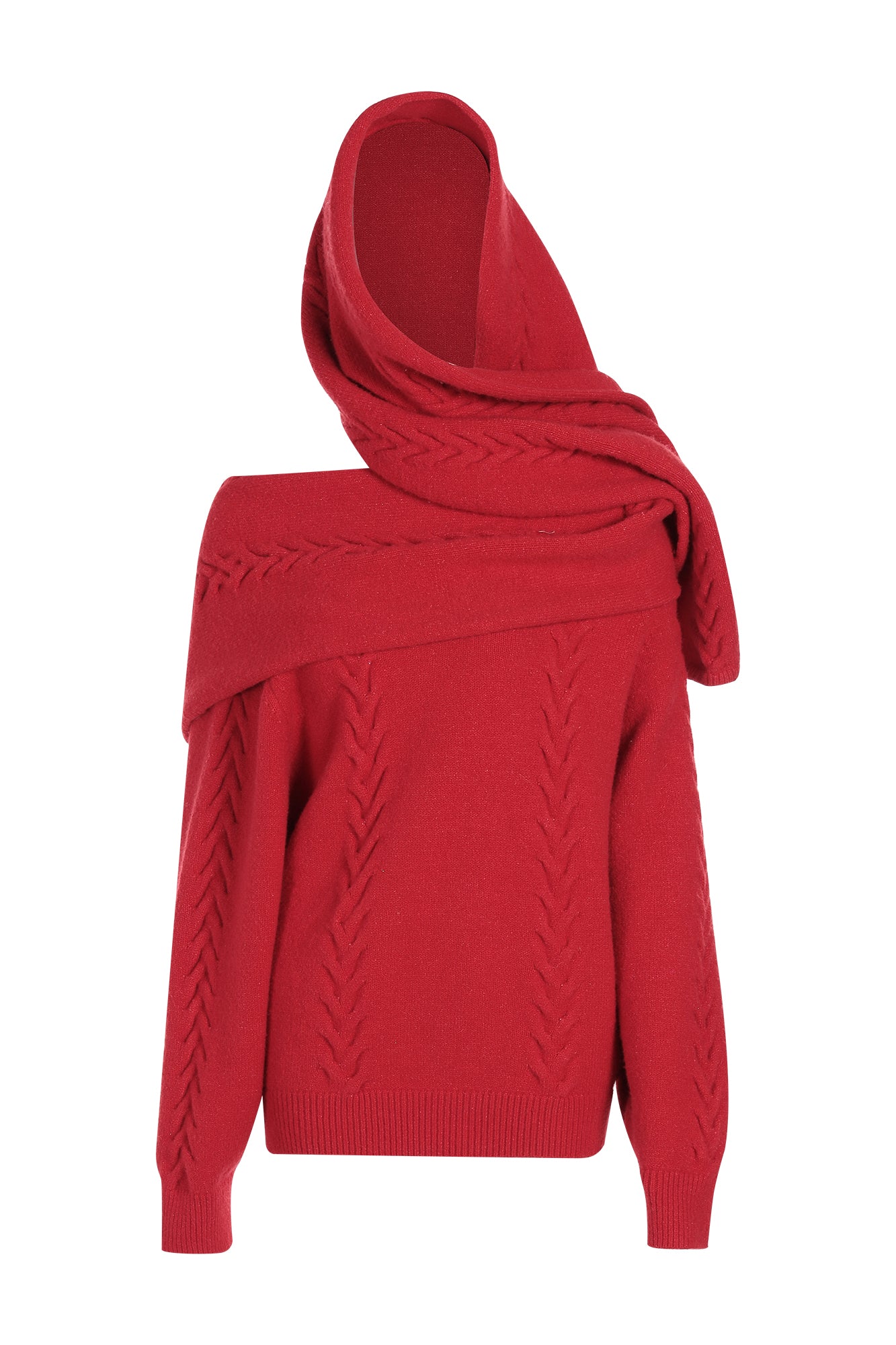 NEVER OFFEND L ANGEL Oversized Draped-Scarf Cable-Knit Sweater