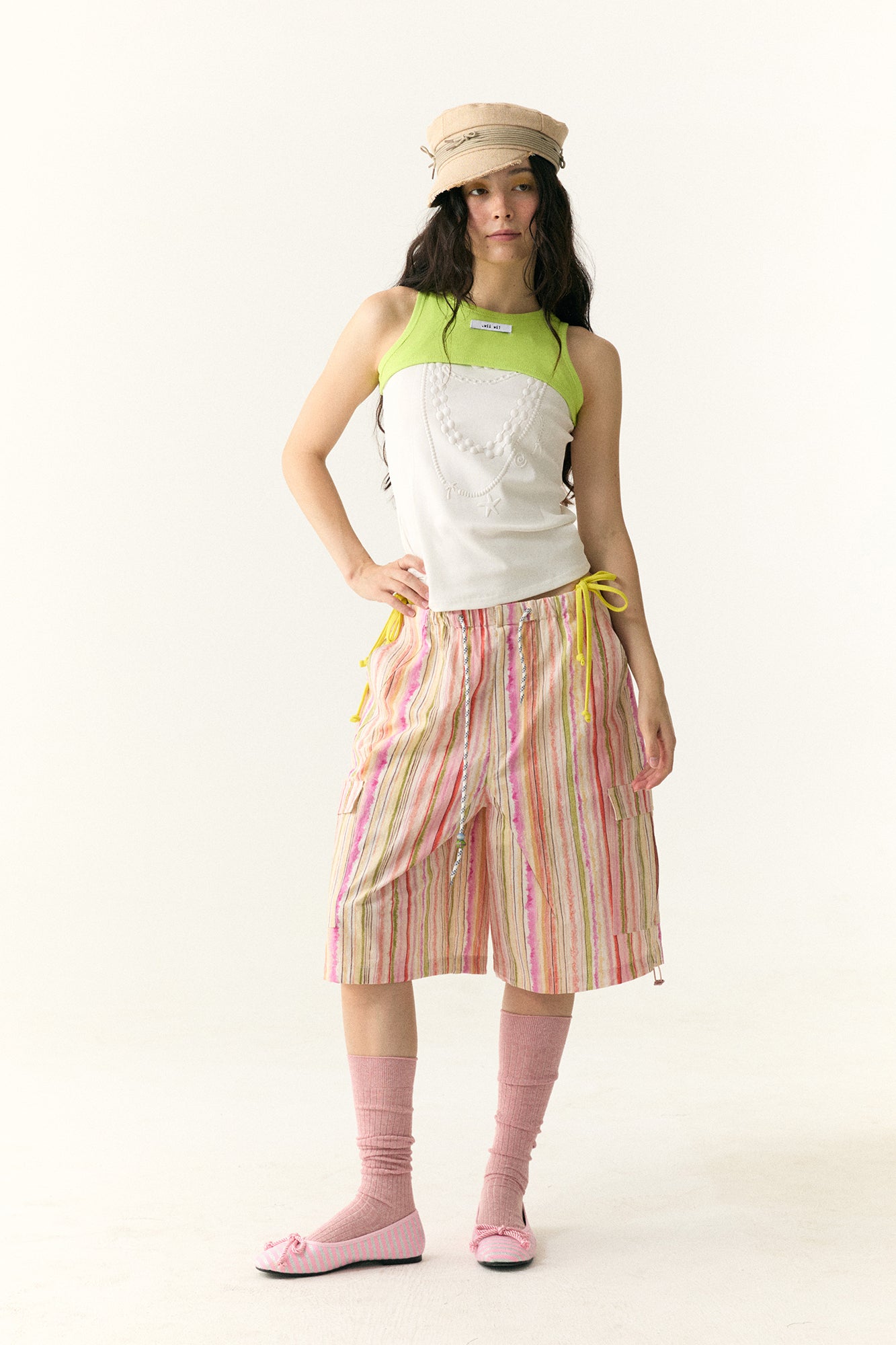 WII WIL Necklace Motif Rib Tank Top