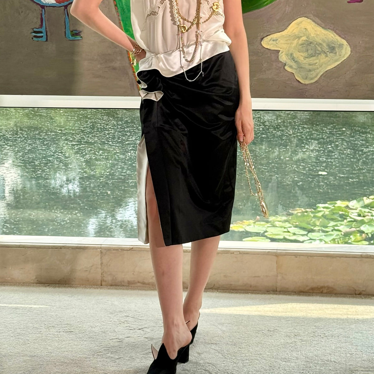 WINGFREE Ruffle Draped Wrap Midi Skirt