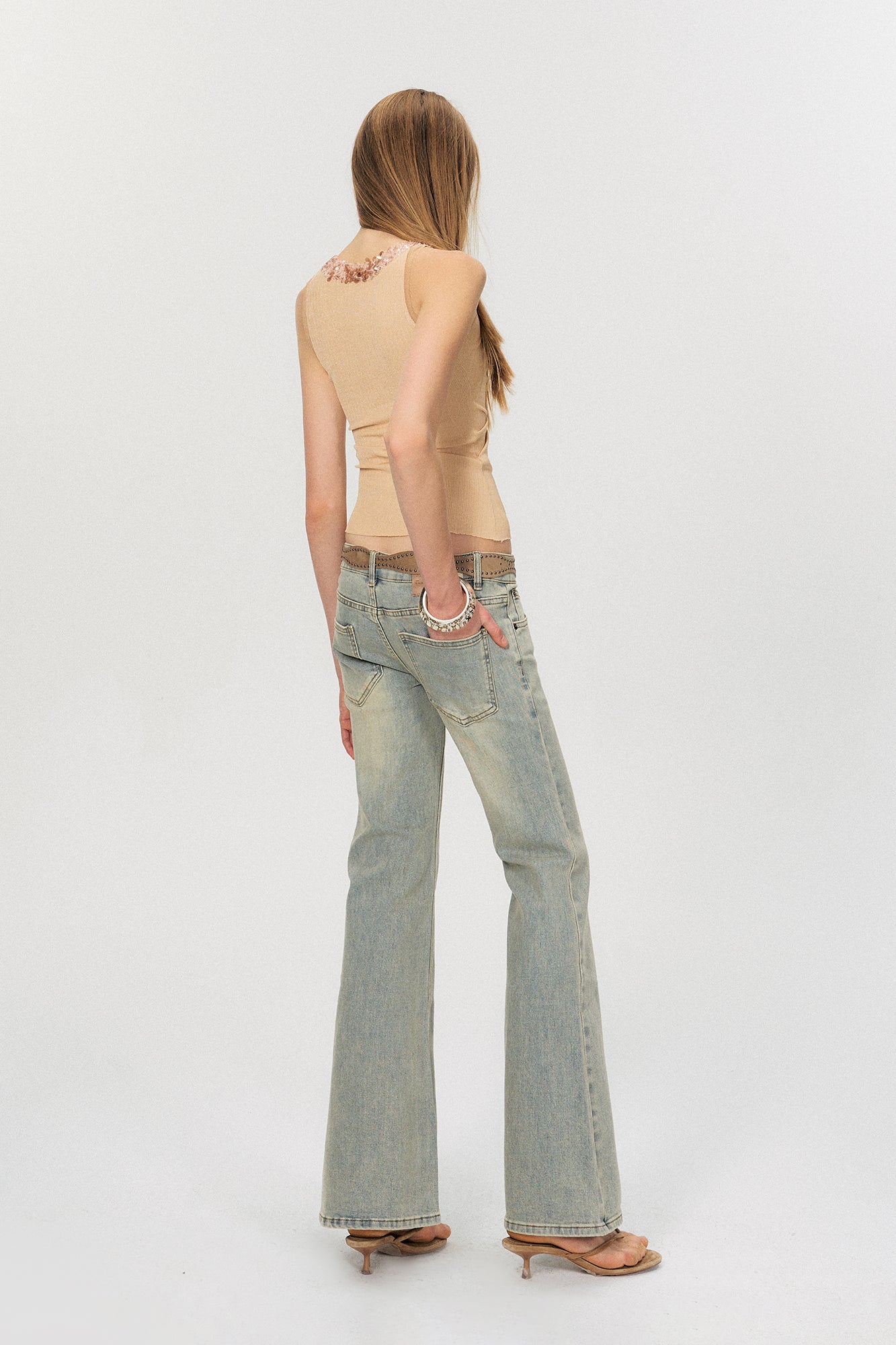 THE NEVERMORE Sequin Lace-Up Plunge Halter Knit Top