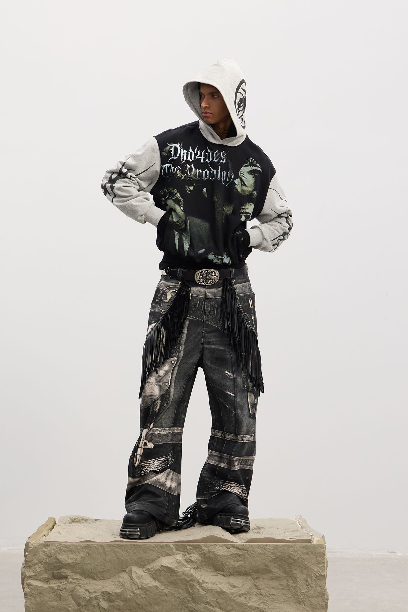 DND4DES Rockstar Full-Print Contrast Hoodie