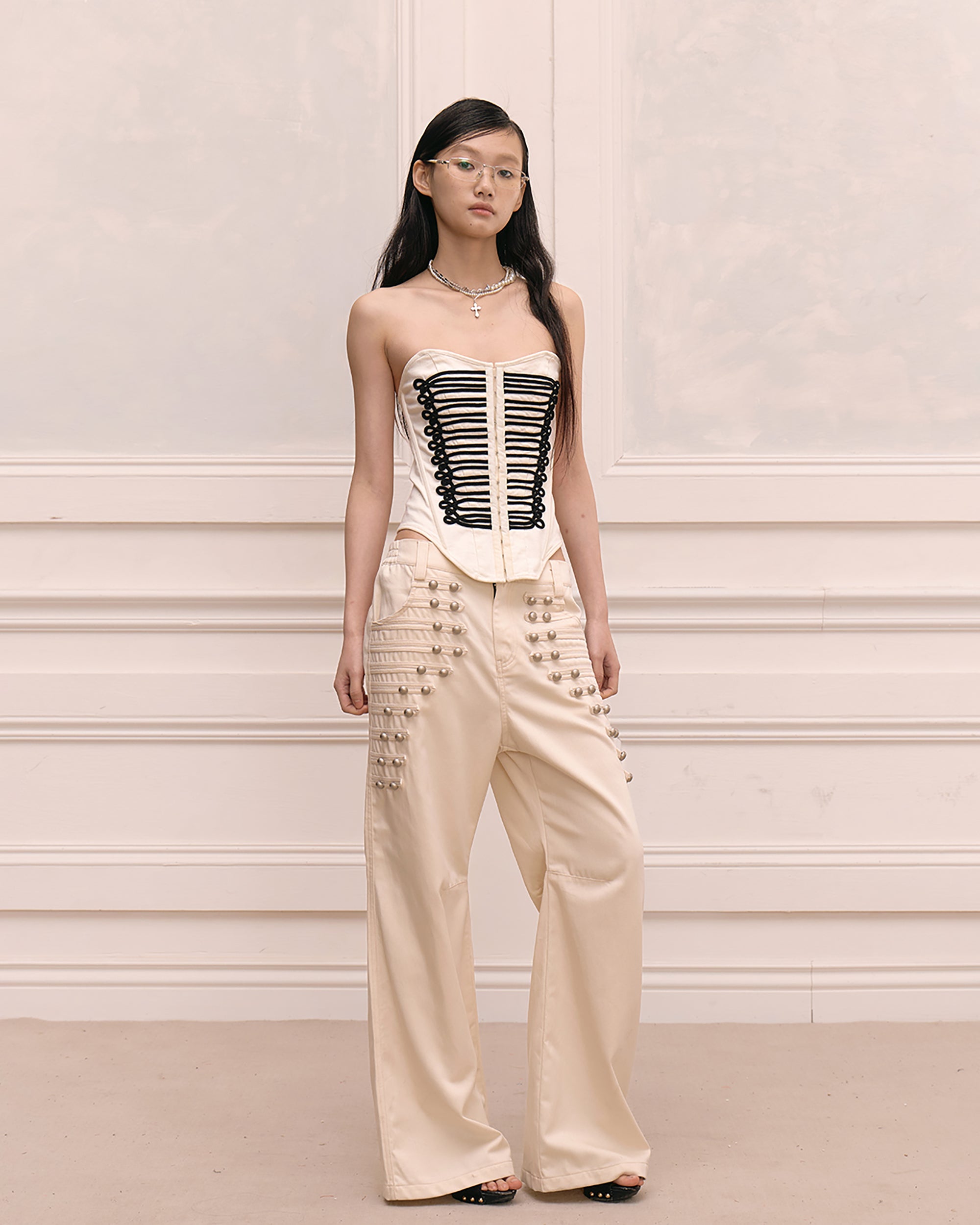 FAYCHUI Baroque Rope-Trim Corset Bustier