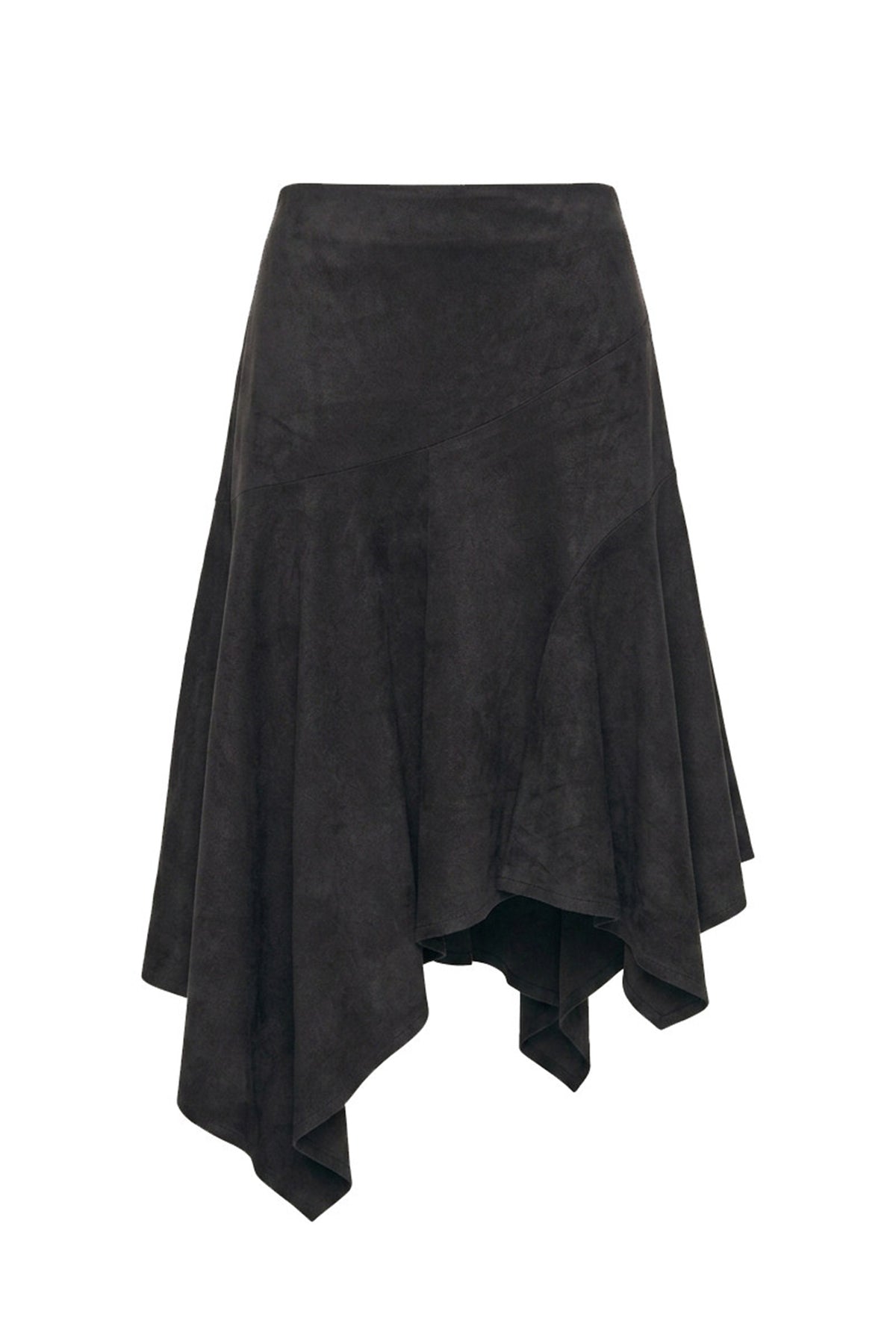 ANTENNA EFFECT Retro Asymmetrical Low-Rise Midi Skirt