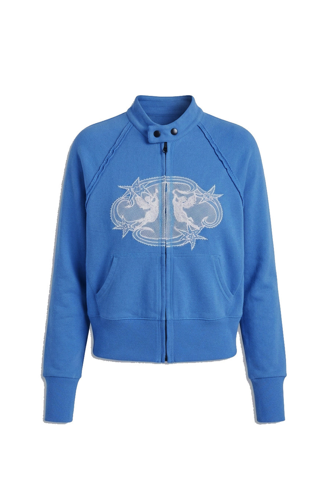 ANTENNA EFFECT Embroidered Graphic Cropped Hoodie