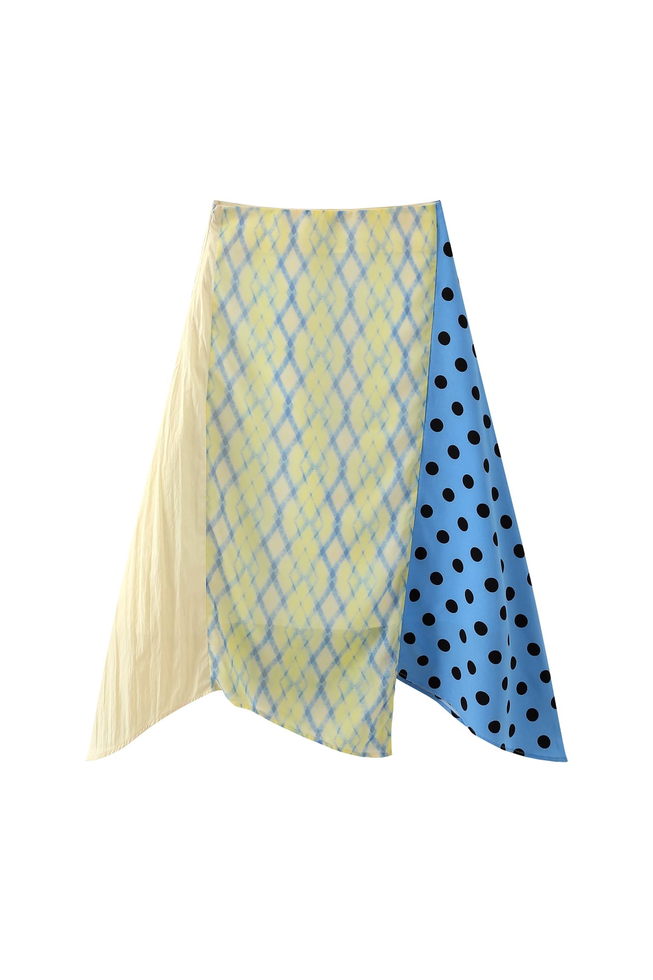 UNSOCIAL NIGHT Spliced Polka-Dot Diamond Midi Skirt