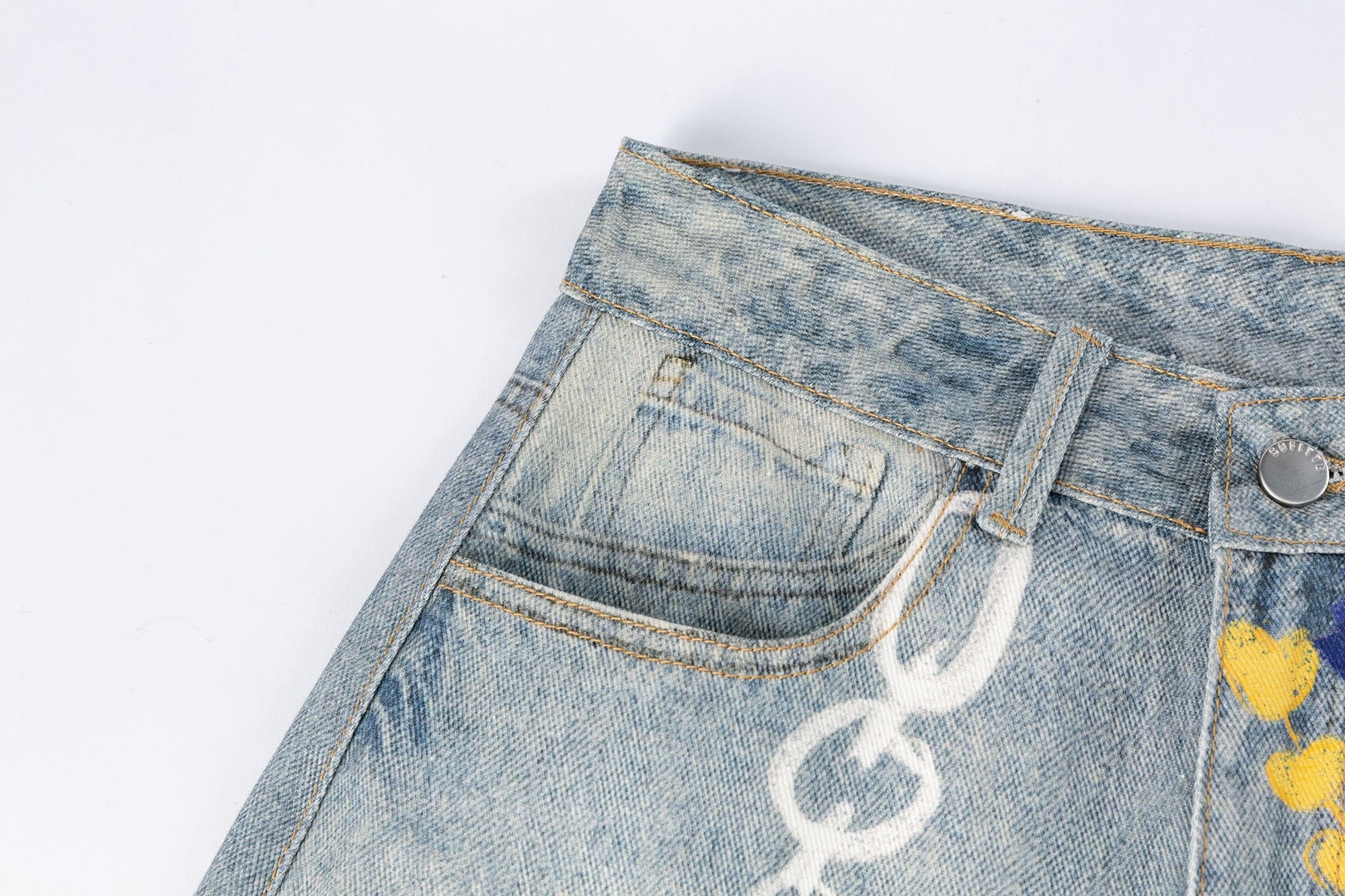 SOFITTE Graffiti Full-Printed Wide-Leg Jeans