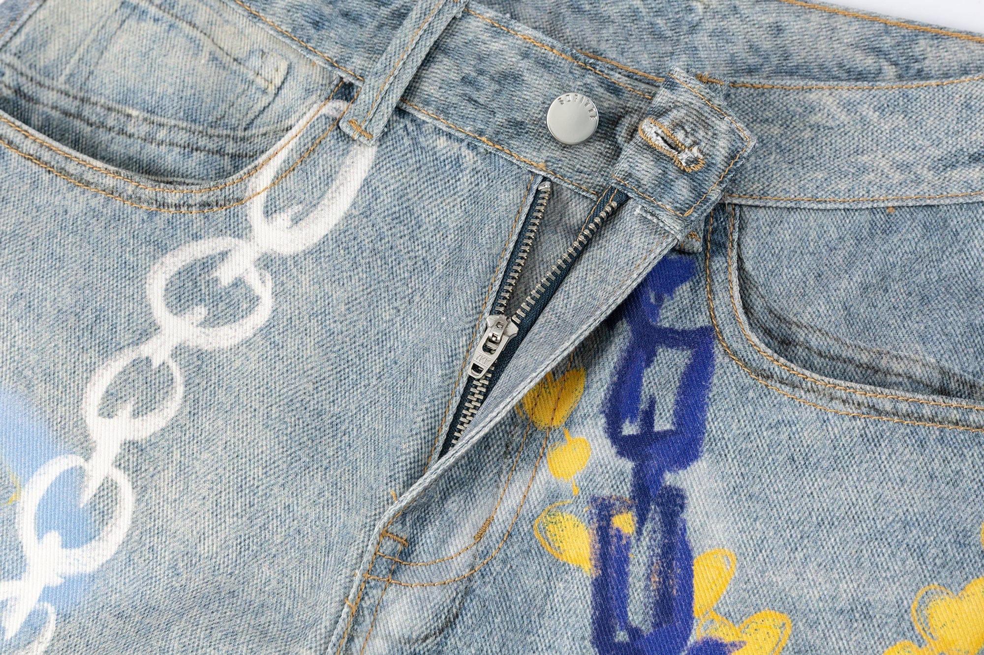 SOFITTE Graffiti Full-Printed Wide-Leg Jeans