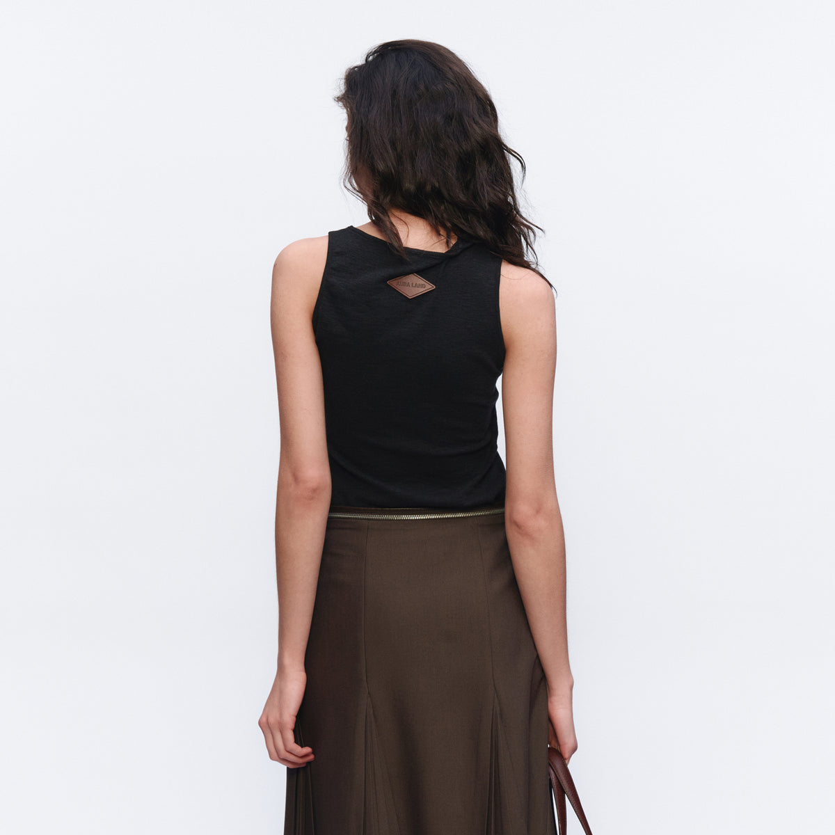 AURA LAND Deconstructed Contrast-Print Layered Tank Top