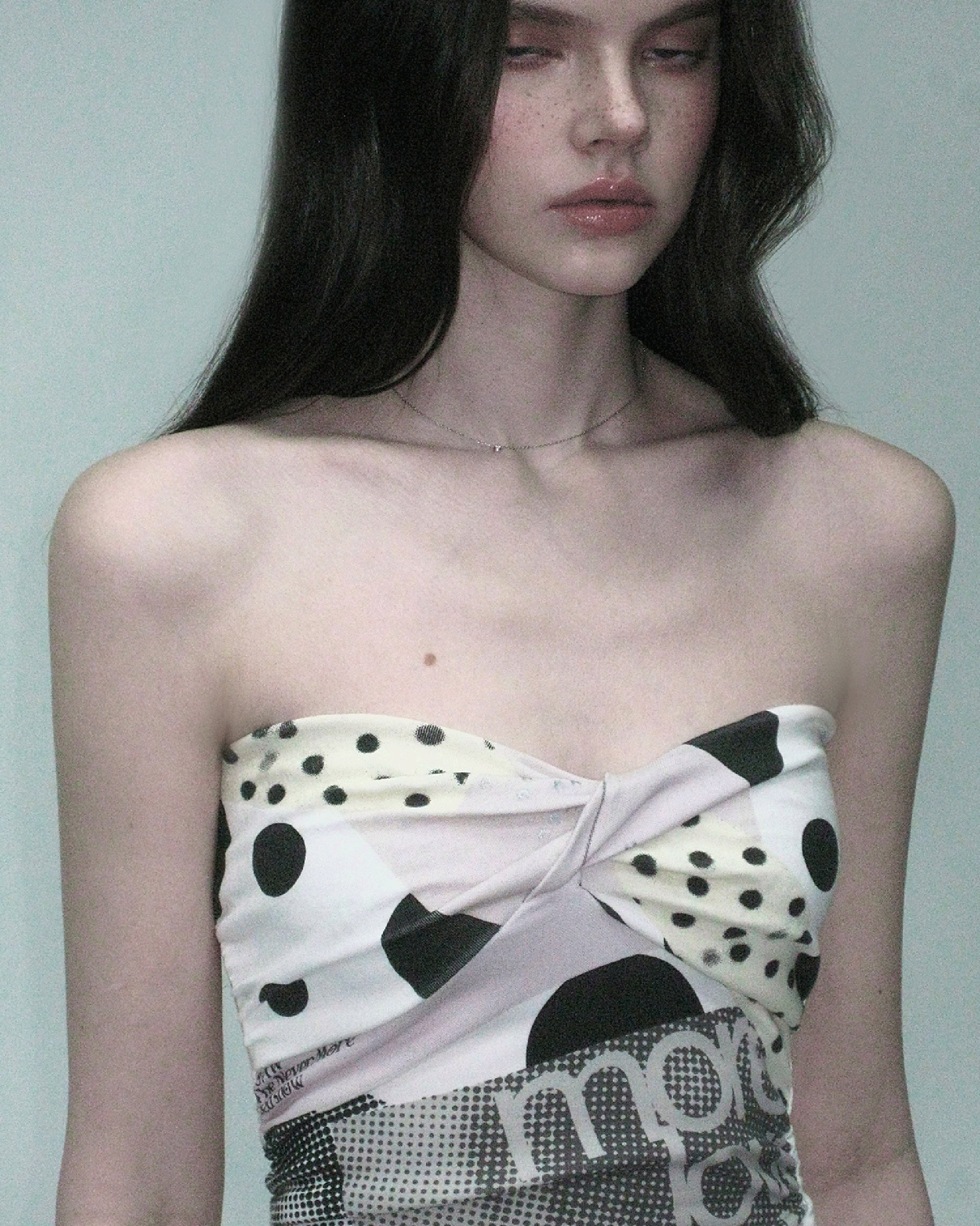 THE NEVERMORE Polka-Dot Twist-Front Tube Top