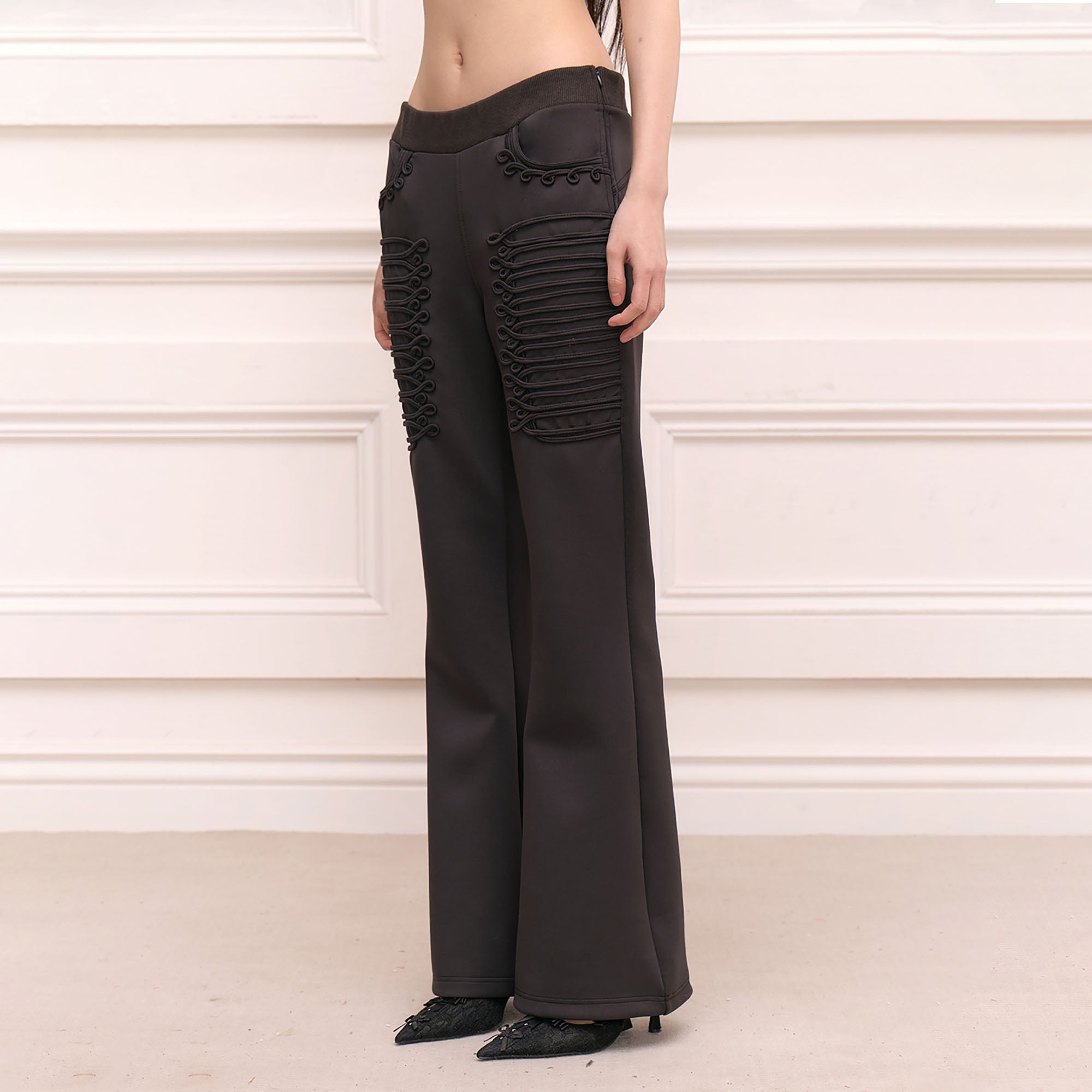 FAYCHUI Military Hussar Stretchable Flared Pants